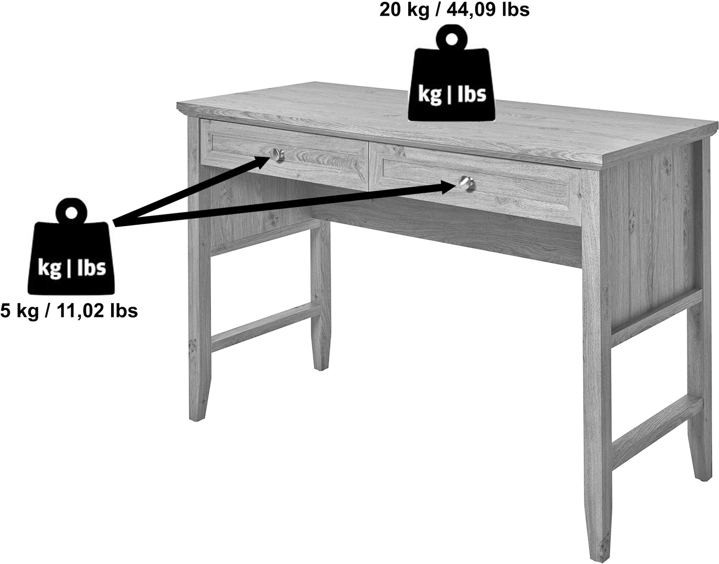 Jahnke Schreibtisch »CLASSIC D 120« Schreibtisch, Schminktisch, Konsole, 2 Schubladen, Breite: 120 cm