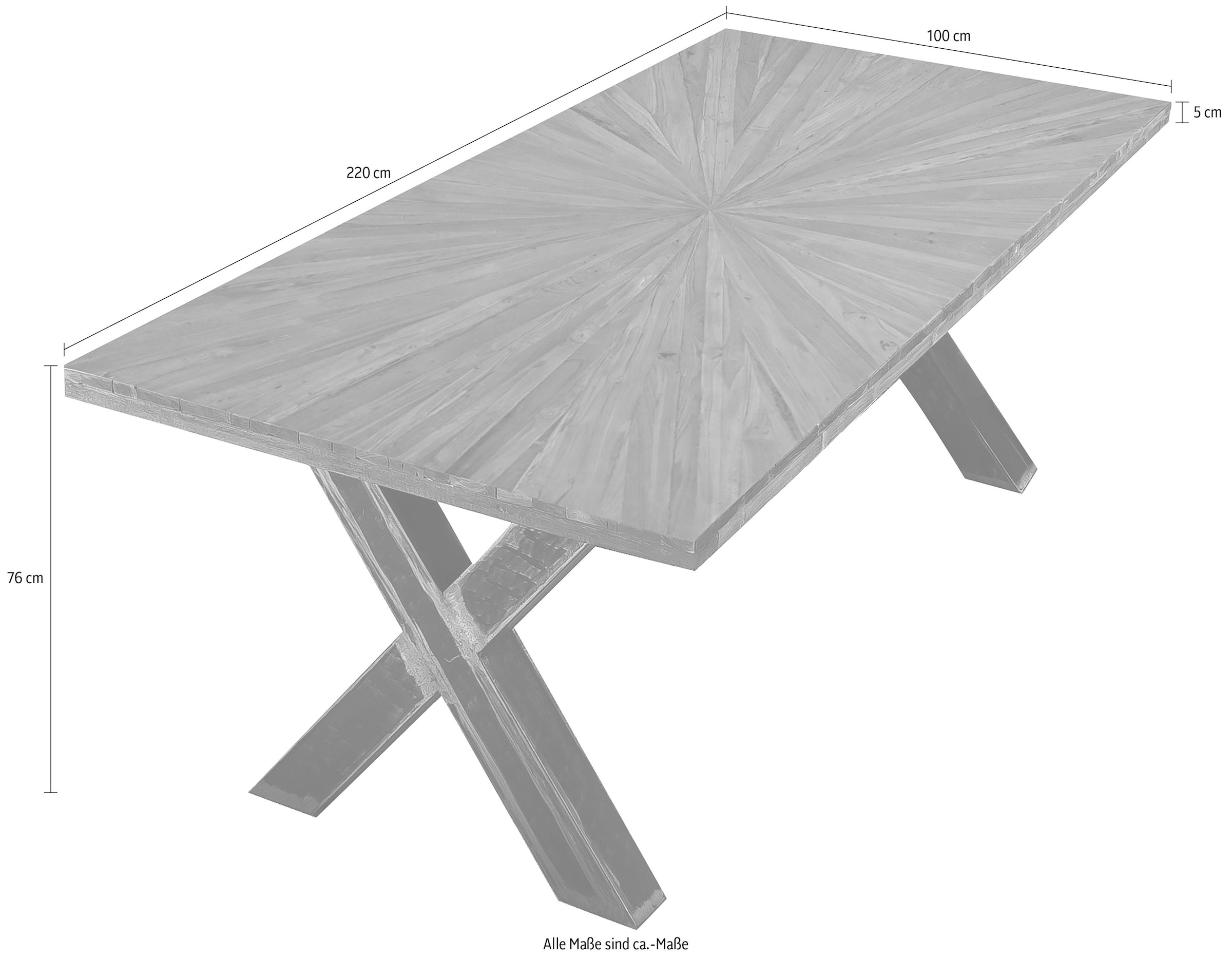 SIT Esstisch »Romanteaka«, mit sonnenförmig gemusterter Tischplatte, Shabby Chic, Vintage