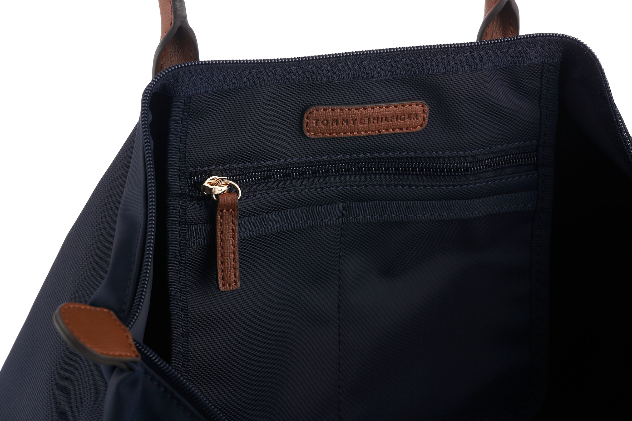 Tommy Hilfiger Tragetasche »POPETTE TOTE«, Damen Schultertasche mit kontrastfarbigen Henkeln