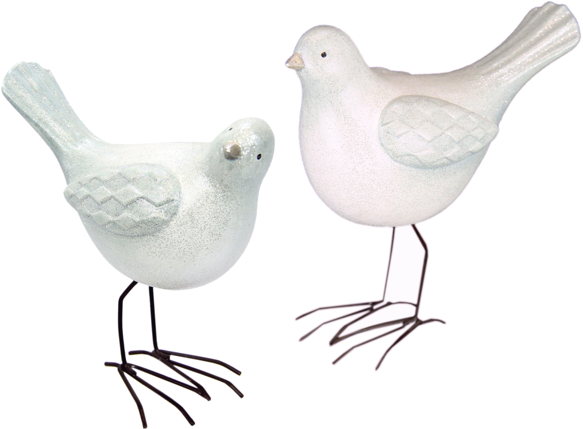 Weihnachtsfigur »Vogel aus Terrakotta mit Glitzer, 2er Set, weiß, Höhe ca. 18 cm«,...