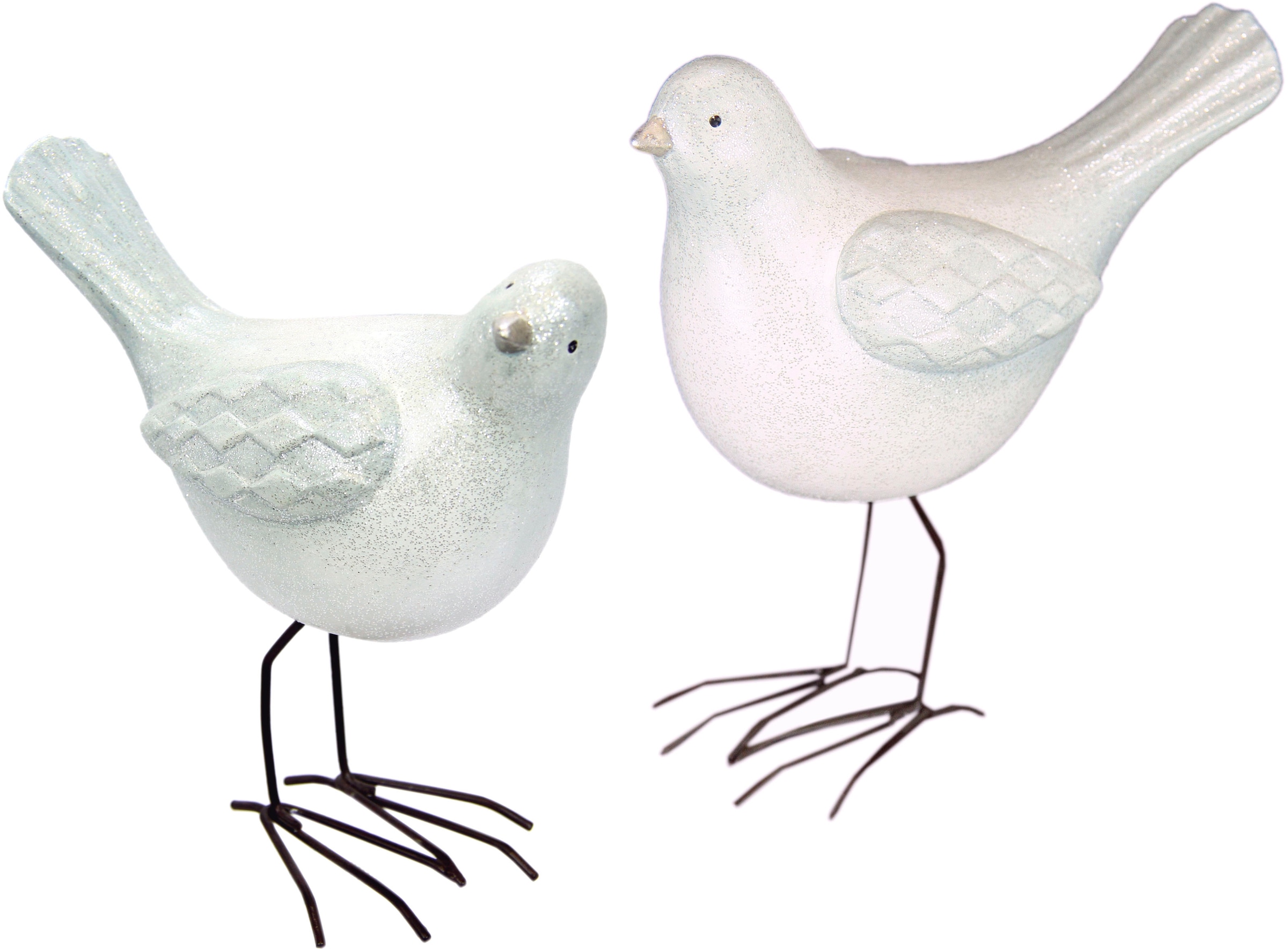 I.GE.A. Weihnachtsfigur »Vogel aus Terrakotta mit Glitzer, 2er Set, weiß, Höhe ca. 18 cm«, Weihnachtsdeko, Tierfigur