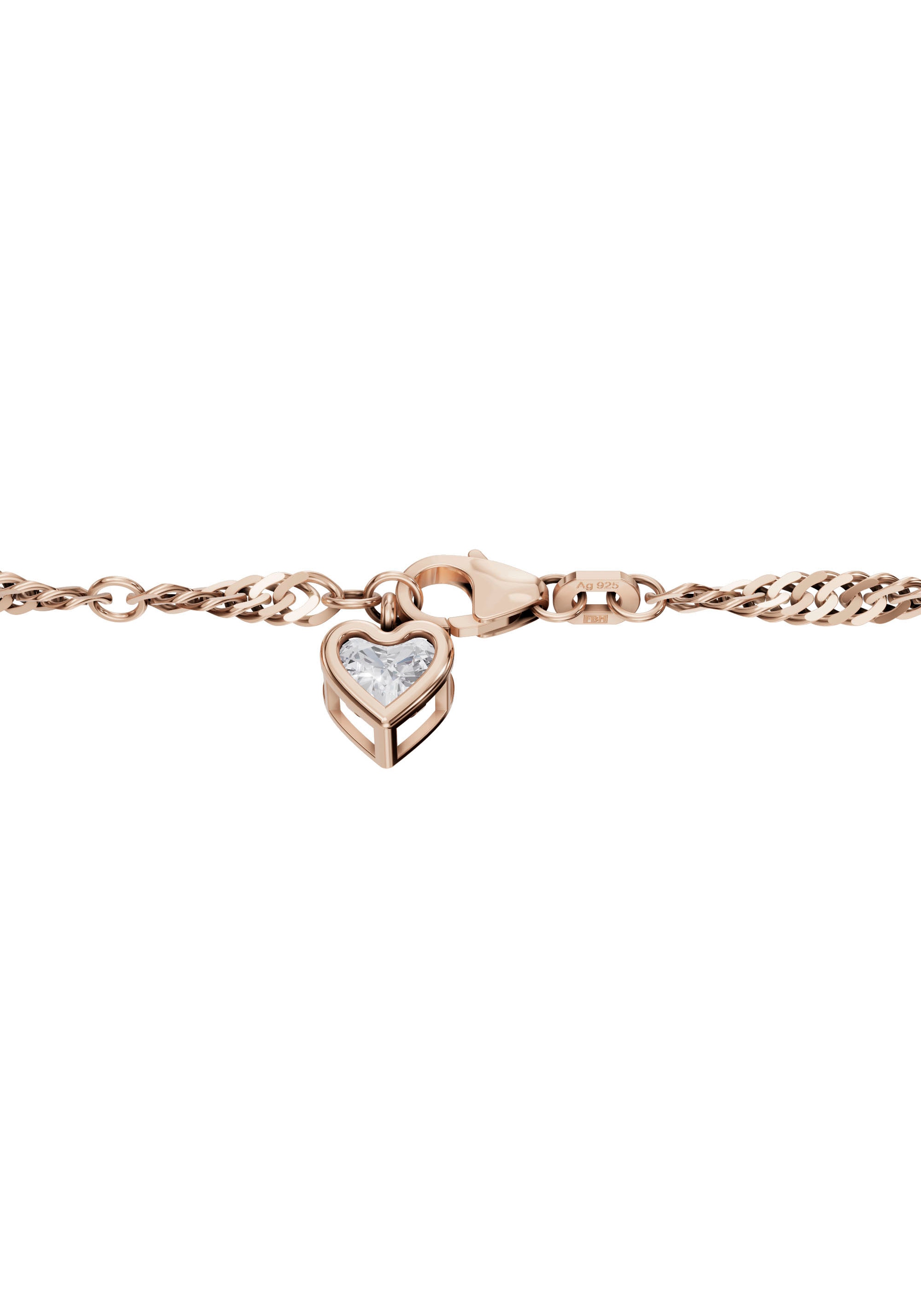Firetti Fußkette mit Anhänger »Schmuck Geschenk Silber 925 Körperschmuck Herz+LIEBE Singapurkette«, mit Zirkonia (synth.)