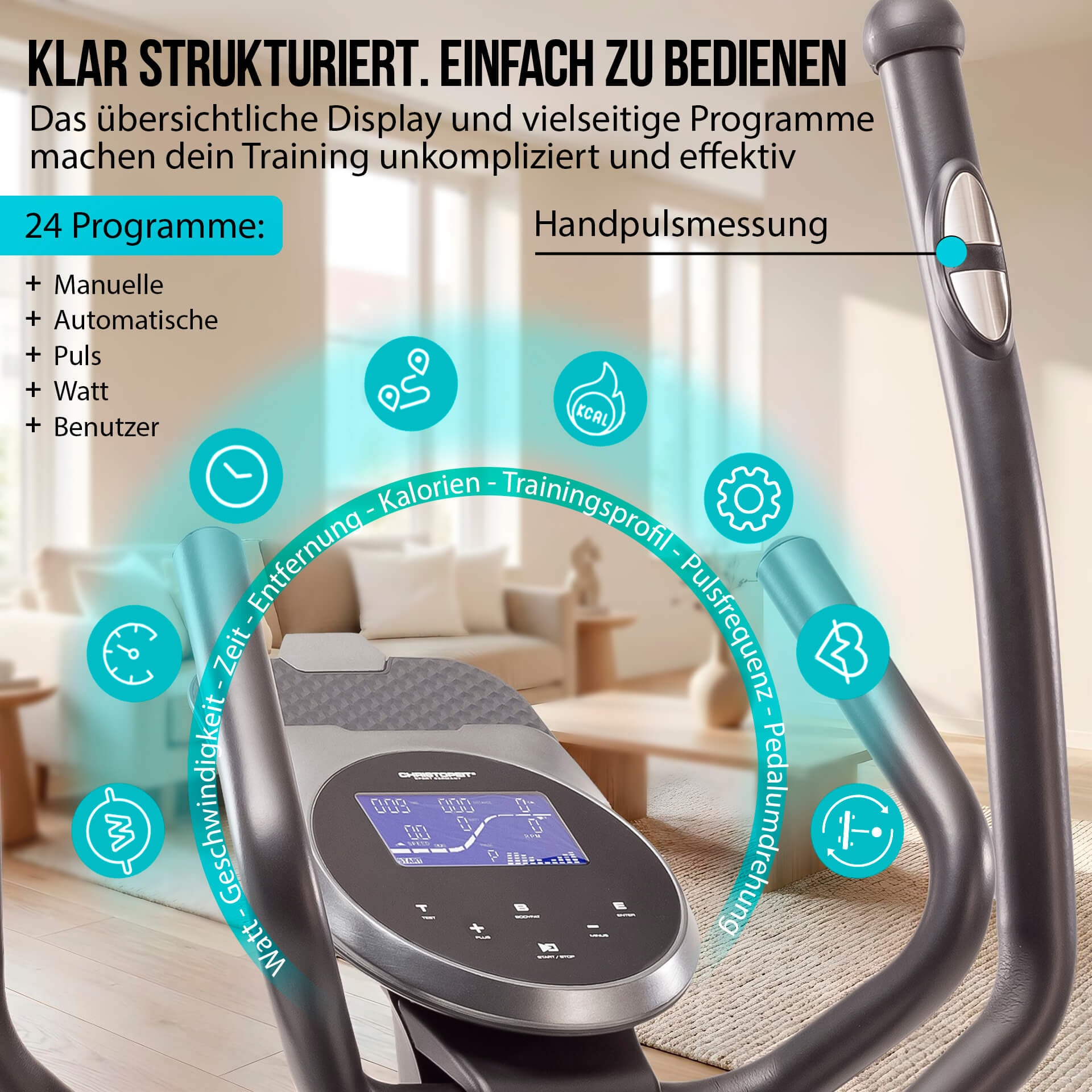 Christopeit Sport® Crosstrainer-Ergometer »EL 8000« 150 kg max. Benutzergewicht, 32 Widerstandsstufen
