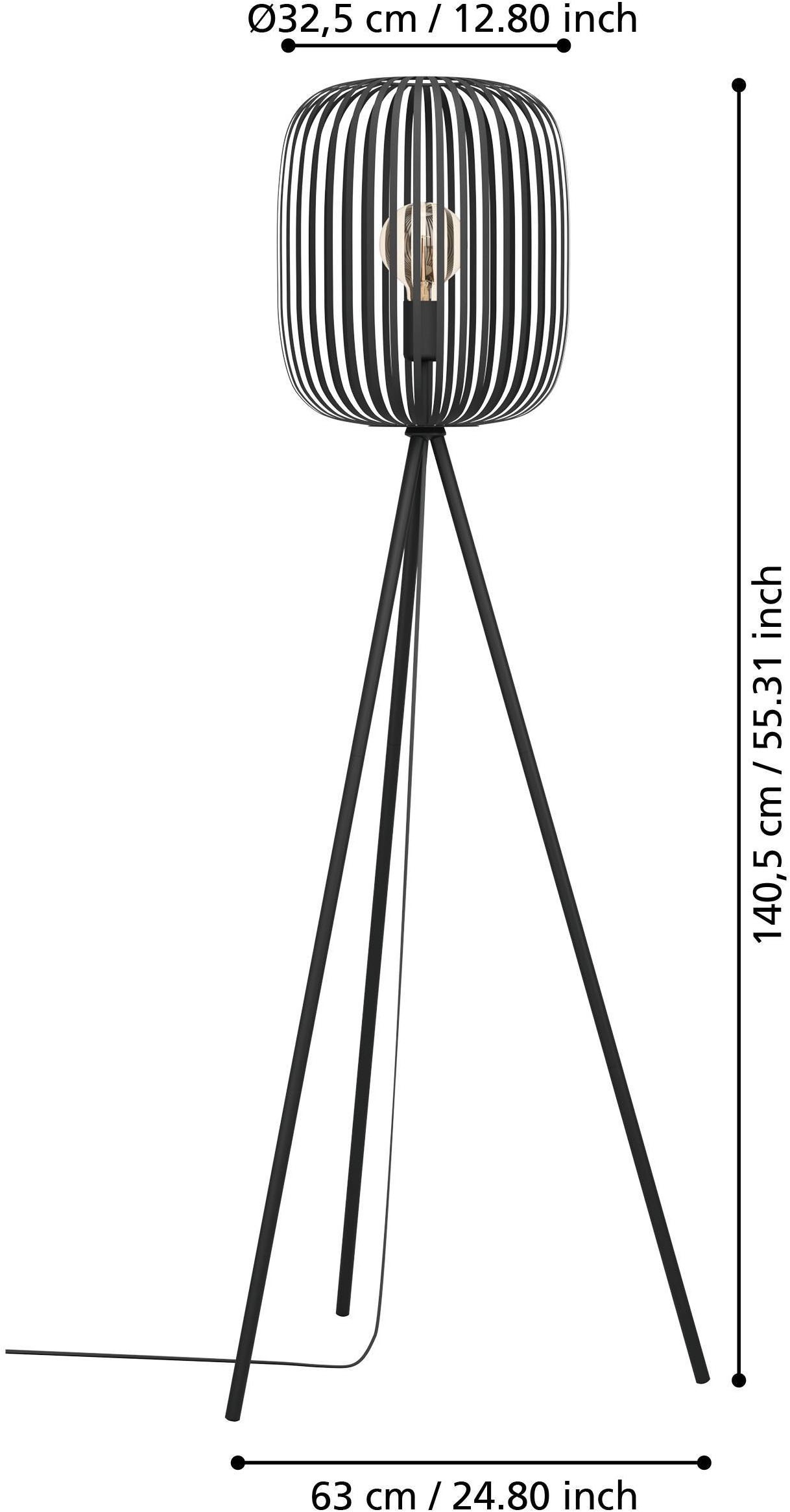 EGLO Stehlampe »Stehleuchte ROMAZZINA, exkl. E27, Stahl, Stehlampe«, 1 flammig, Leuchtmittel E27 | ohne Leuchtmittel, Stativ Standleuchte, Dreibein, 140,5x32,5cm, Wohnzimmerlampe