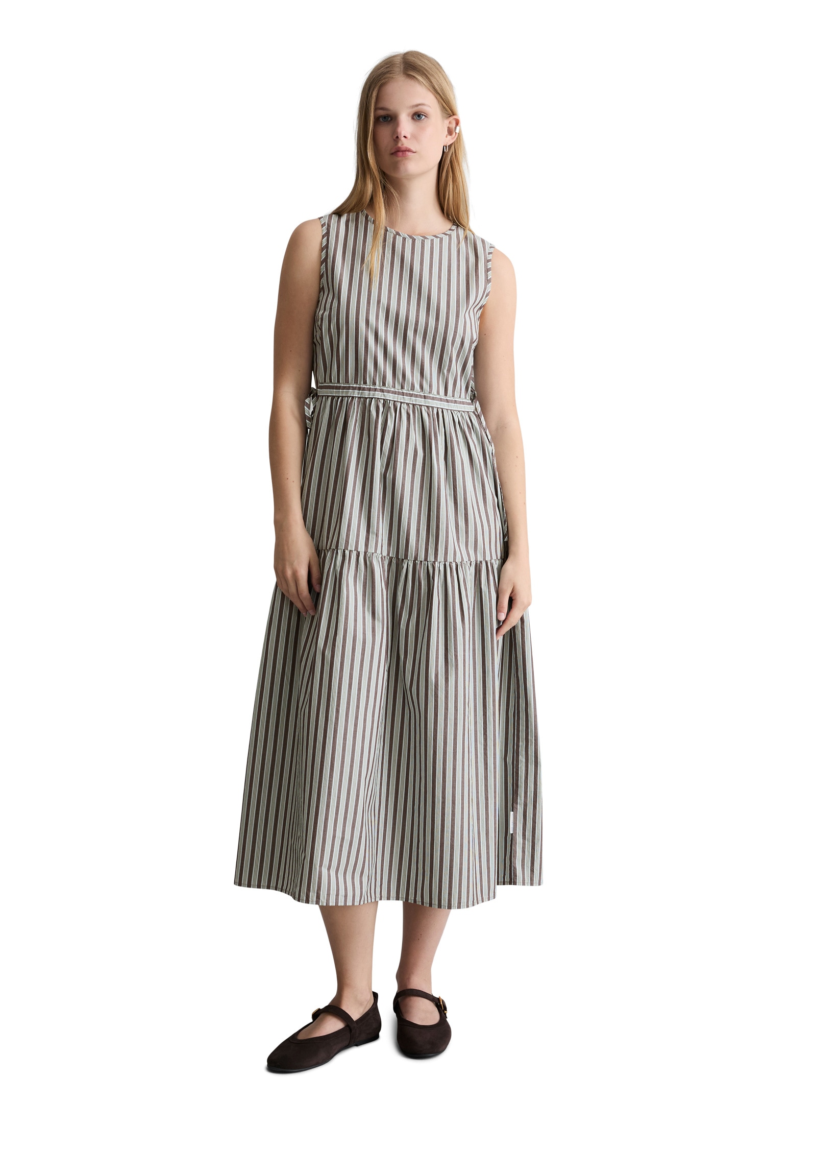 Marc O'Polo DENIM Midikleid »aus gestreifter Papertouch-Popeline«