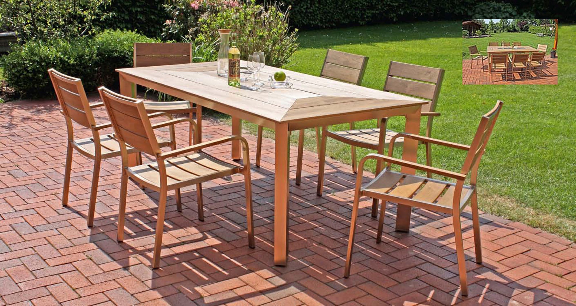 Garden Pleasure Garten-Essgruppe "FLORENCE" 9 Stk. tlg. mit platzsparenden günstig online kaufen
