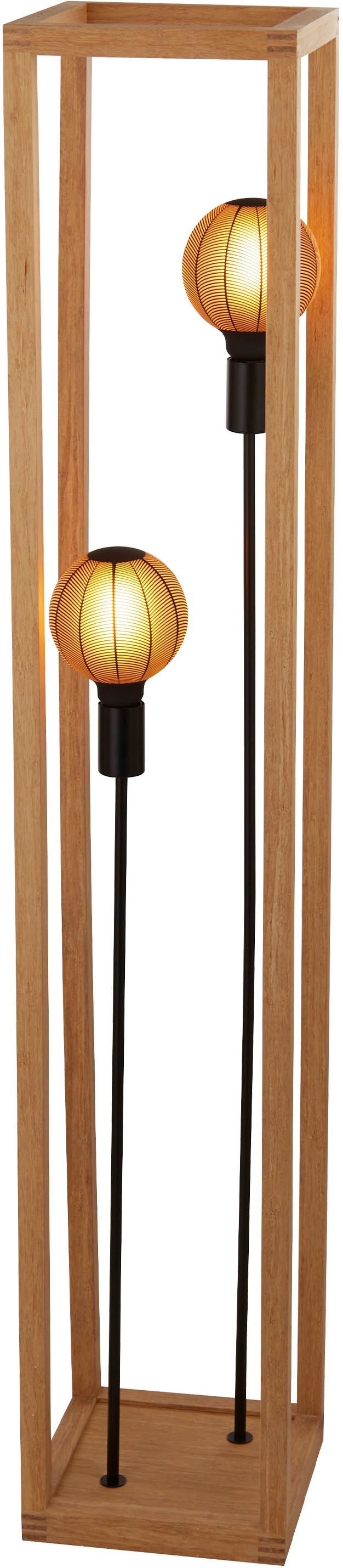 Searchlight Stehlampe »Stehlampe Serpent, 2-flammig«, 2 flammig, Leuchtmittel E27 | ohne Leuchtmittel, Echtholz