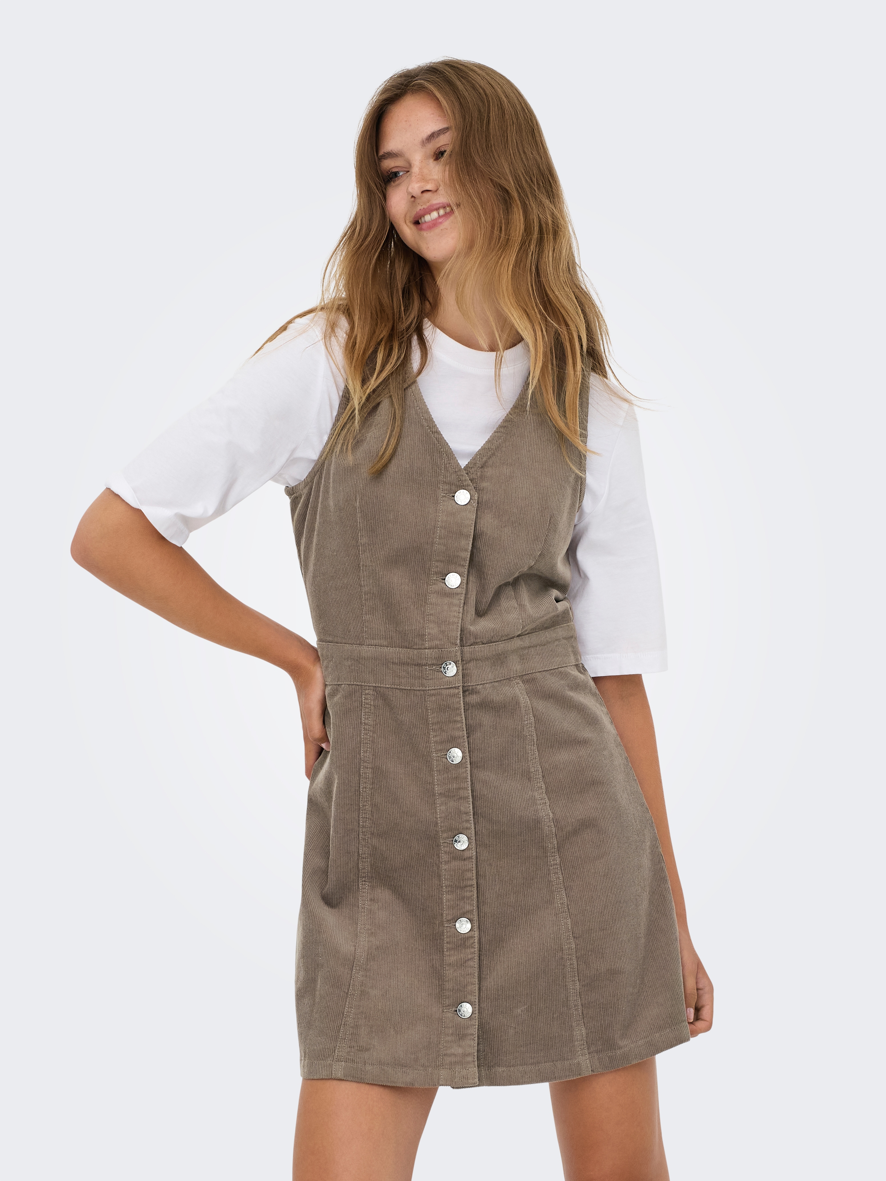 ONLY "ONLMOXIE S/L BUT CORD DRESS CC PNT" Baumwolle, regular fit