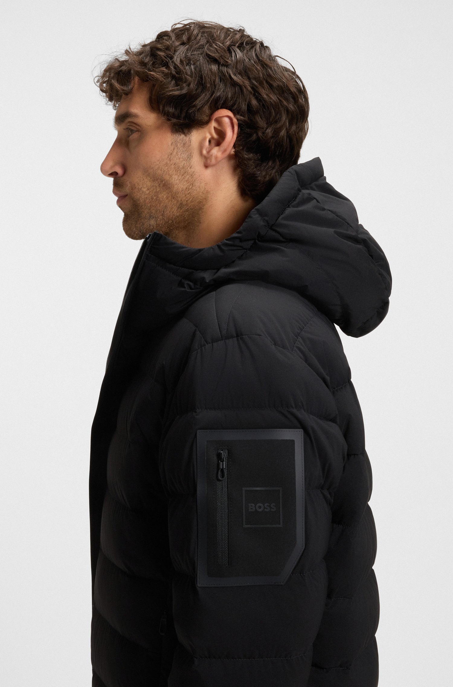 BOSS GREEN Daunenjacke »OW Riplite JT HD«, mit Kapuze, abenehmbare Kapuze wasserabweisend regular fit, 4-Wege Stretch