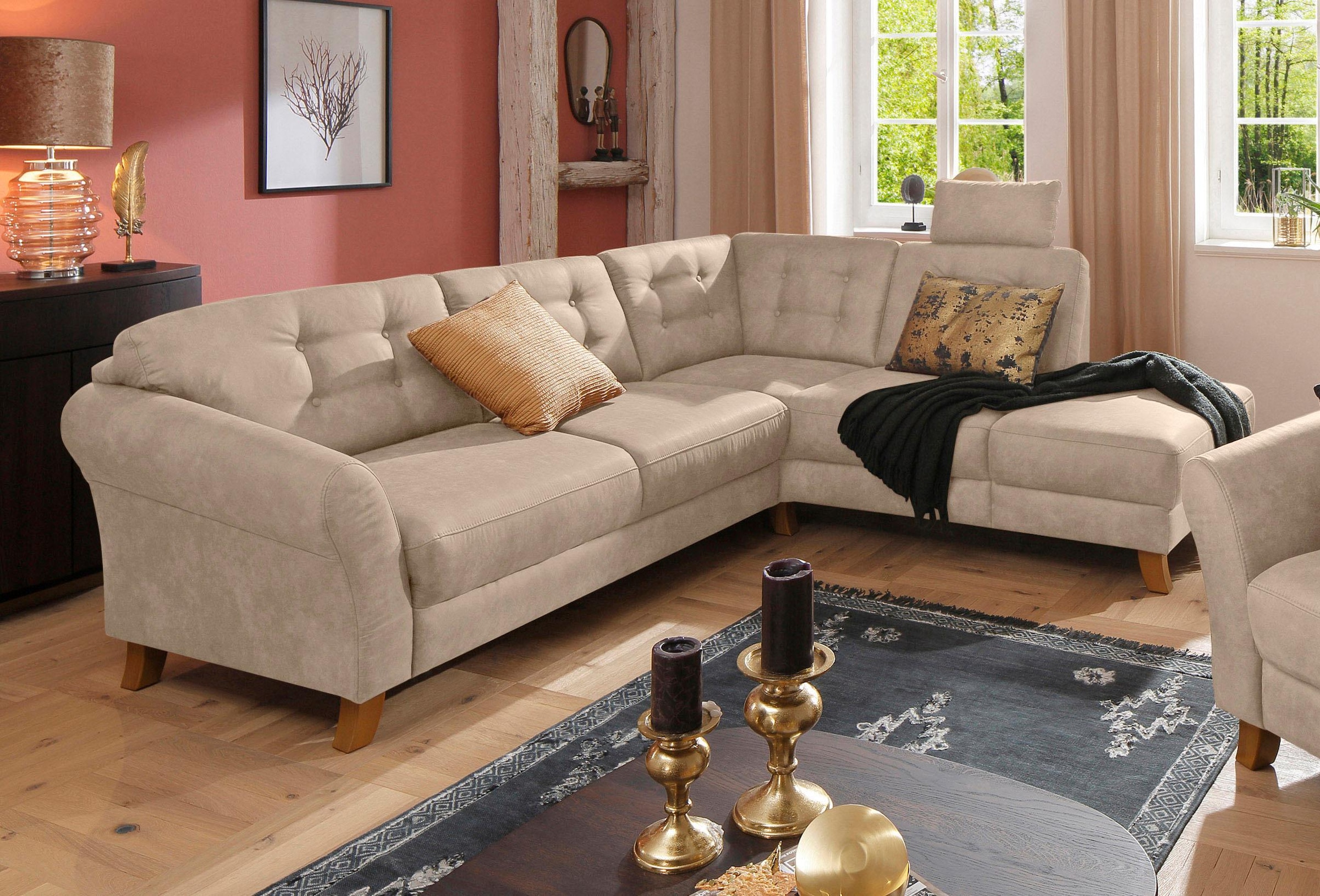 OTTO home Ecksofa "Trondheim L-Form, B: 260 cm, Federkern, Komfortsitz" optional Schlaffunktion und Stauraum, Eckcouch frei stellbar