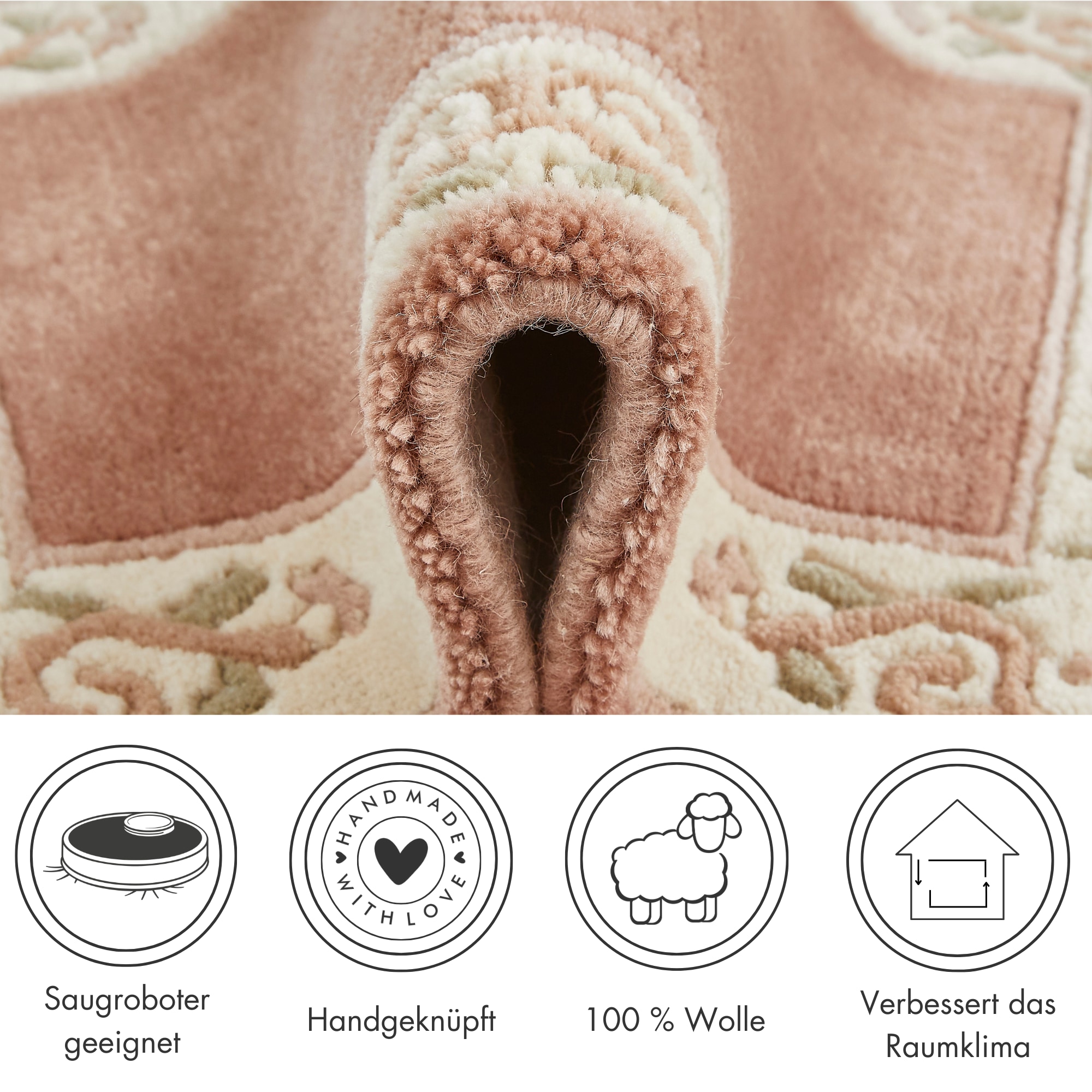 LUXOR living Wollteppich »Giza« rechteckig 12 mm Höhe reine Wolle, handgeknüpft, mit Bordüre und Fransen