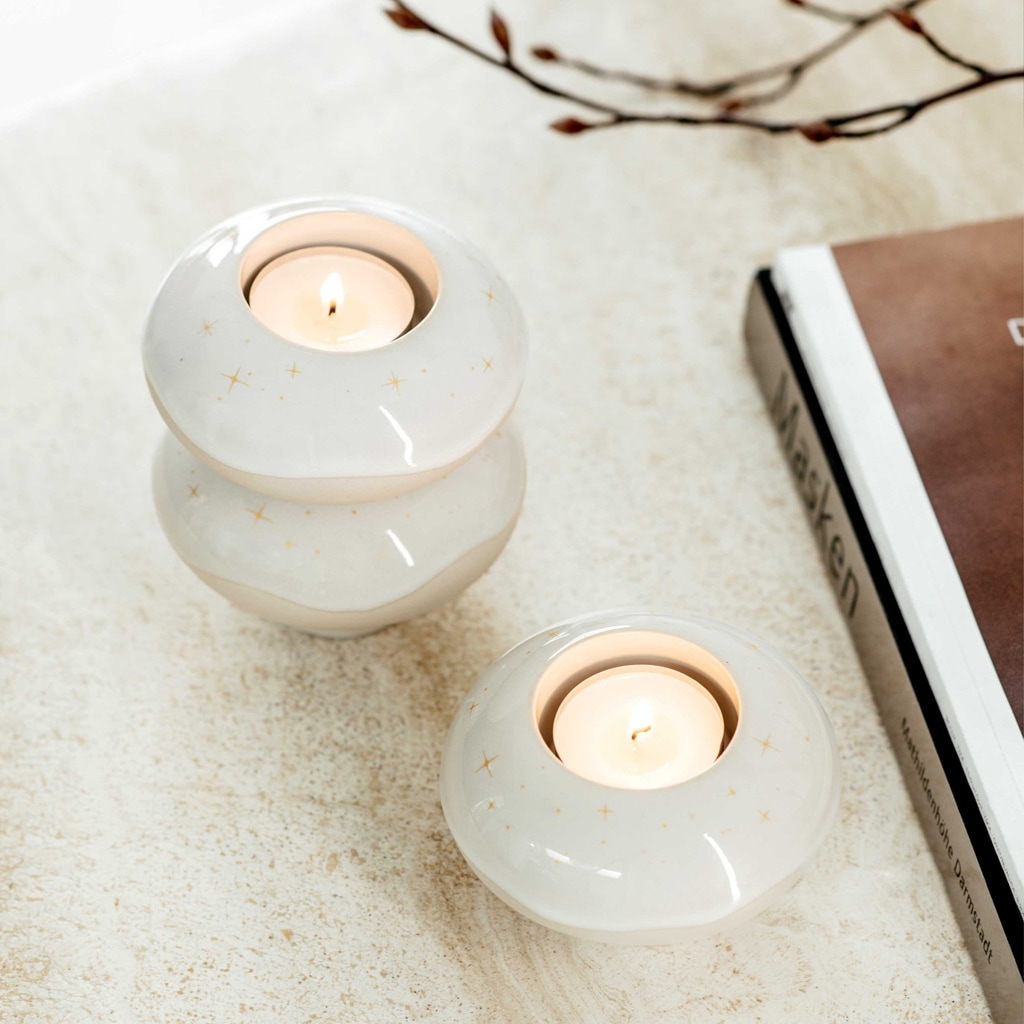 like. by Villeroy & Boch Kerzenhalter »Kerzenhalter Donut Winter Glow ø 9,1 cm 6er Set beige«