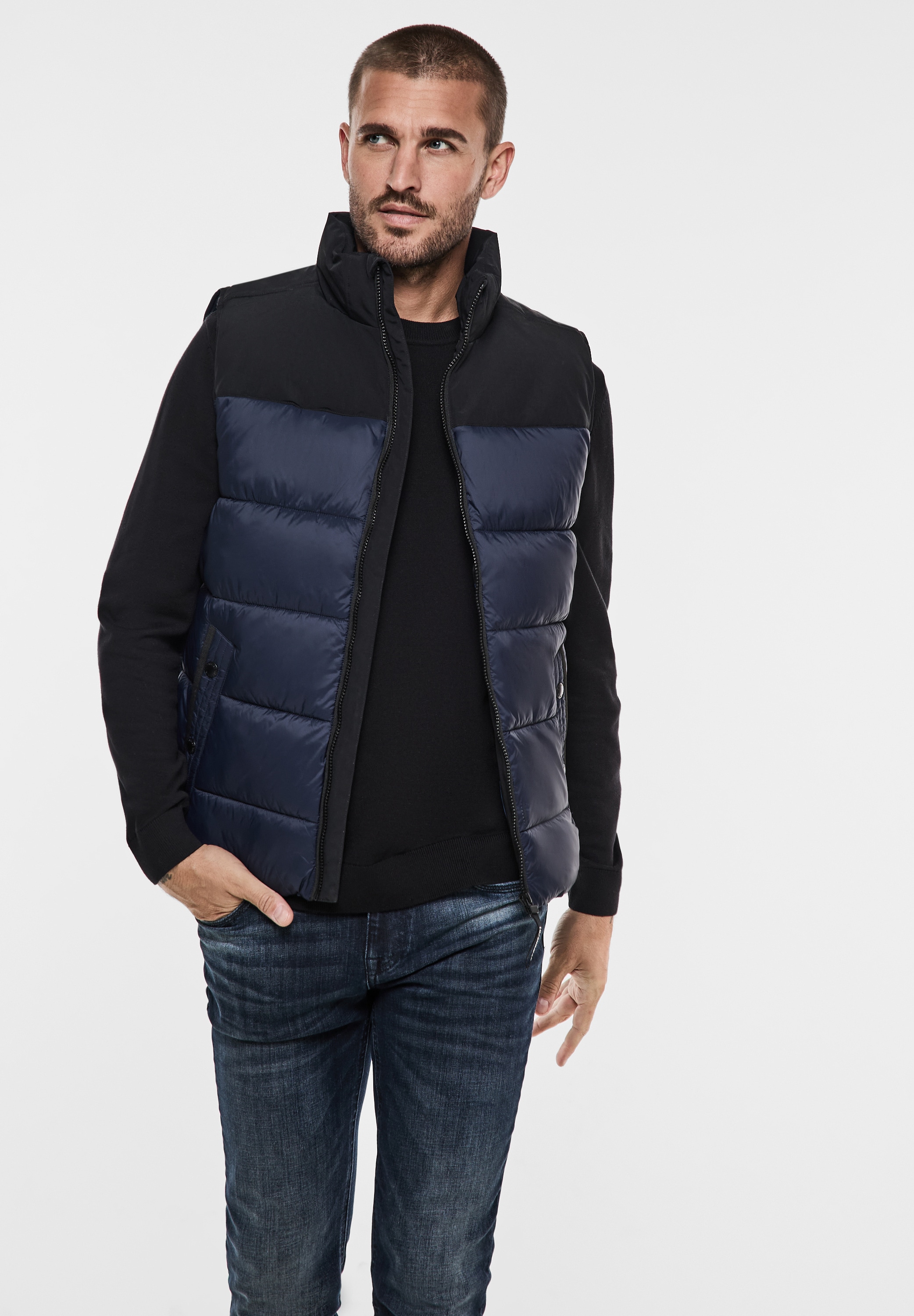 STREET ONE MEN Steppweste, aus softem Materialmix
