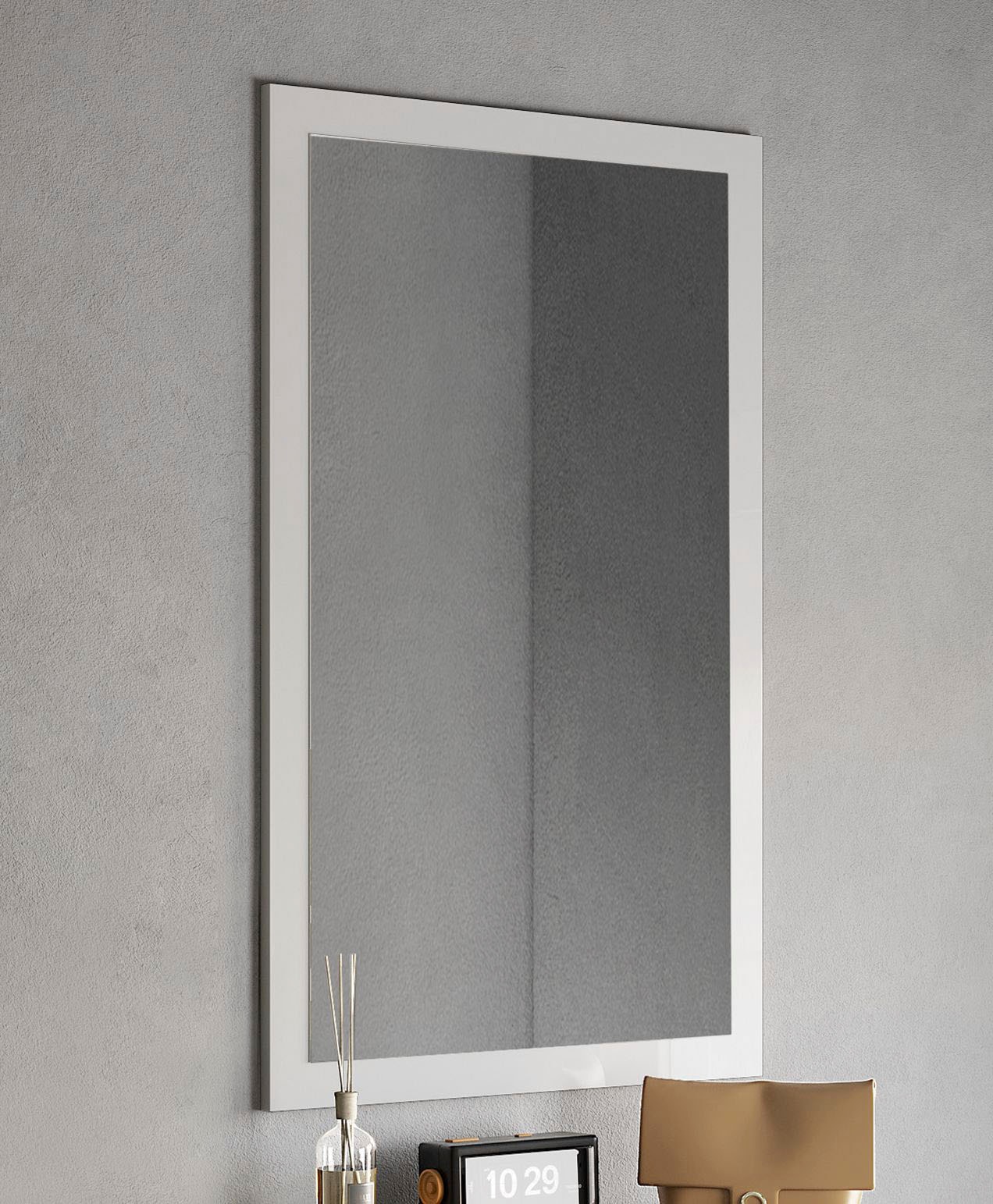 INOSIGN Garderobenspiegel "Breite x Höhe: 110 x 68 cm, mit Rahmen Weiss Hoc günstig online kaufen