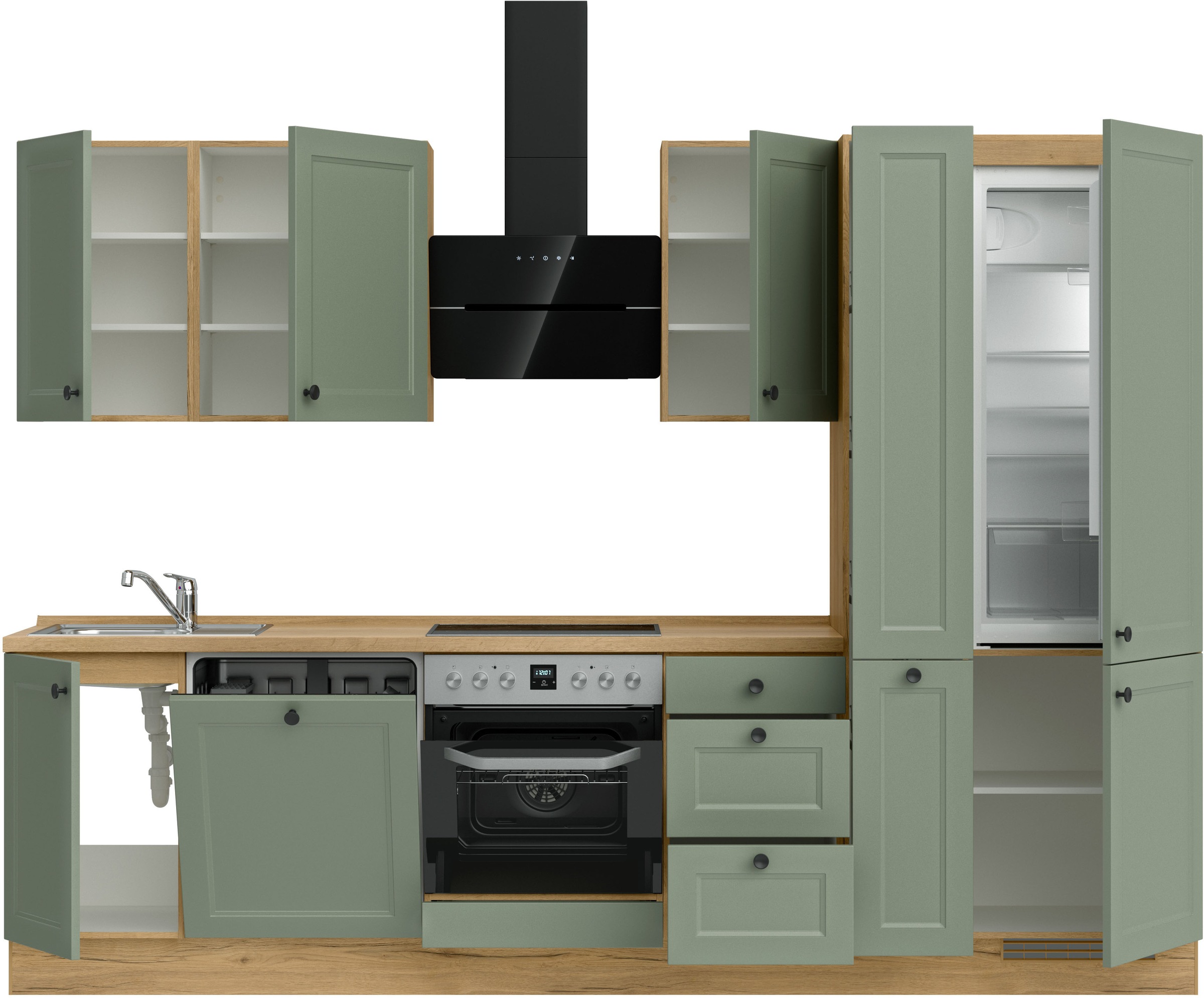 nobilia® Küchenzeile »"Cascada II"«, vormontiert, Breite 300 cm, Ausrichtung wählbar, wahlw. mit E-Geräten