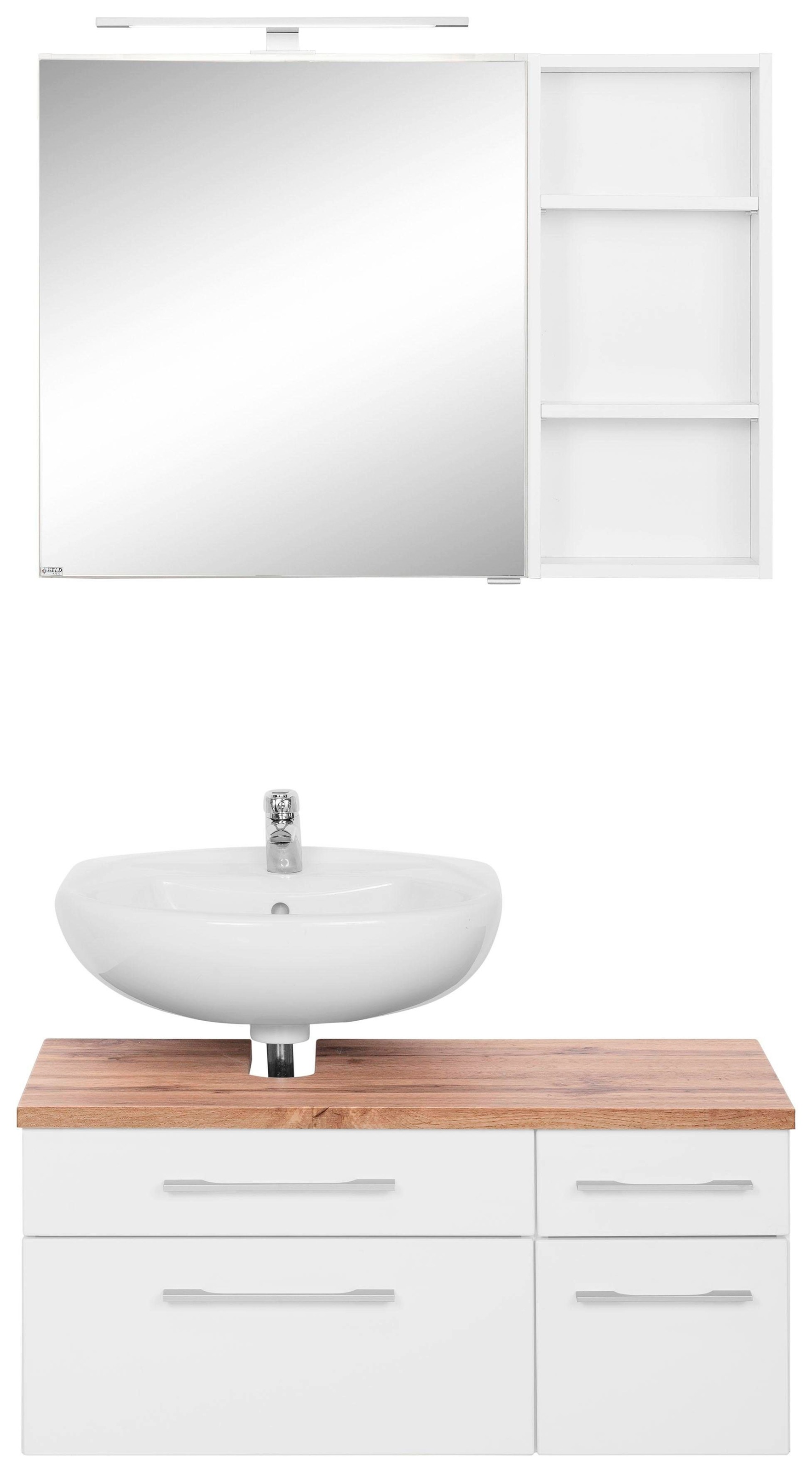 welltime Badmöbel-Set "Davos" 3 Stk. tlg. Spiegelschrank, Regal und Waschbe günstig online kaufen