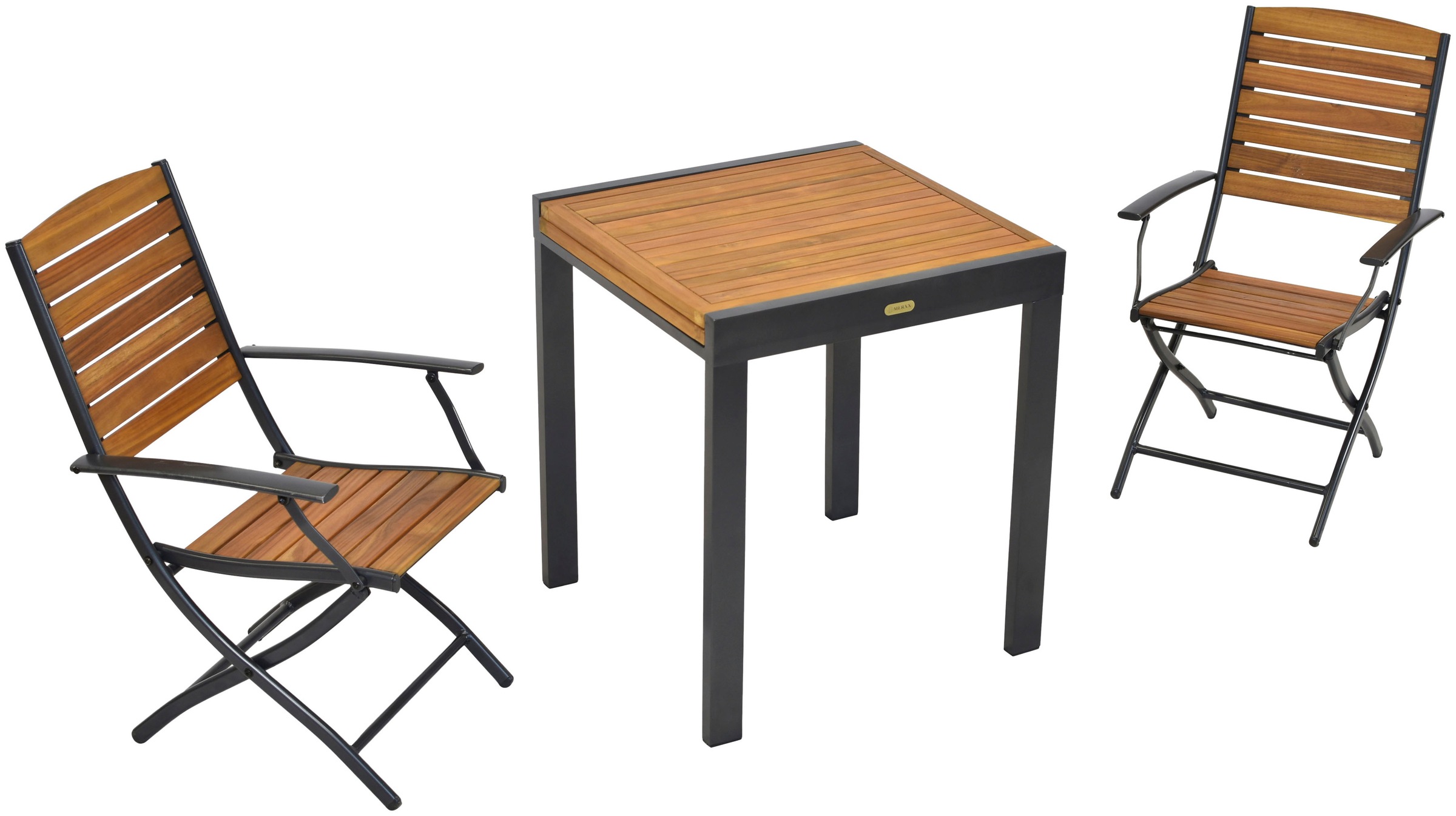 Balkonset MERXX "Santorin", grau (graphit, natur), Aluminium, Massivholz, Sitzmöbel-Sets, Balkonset 3