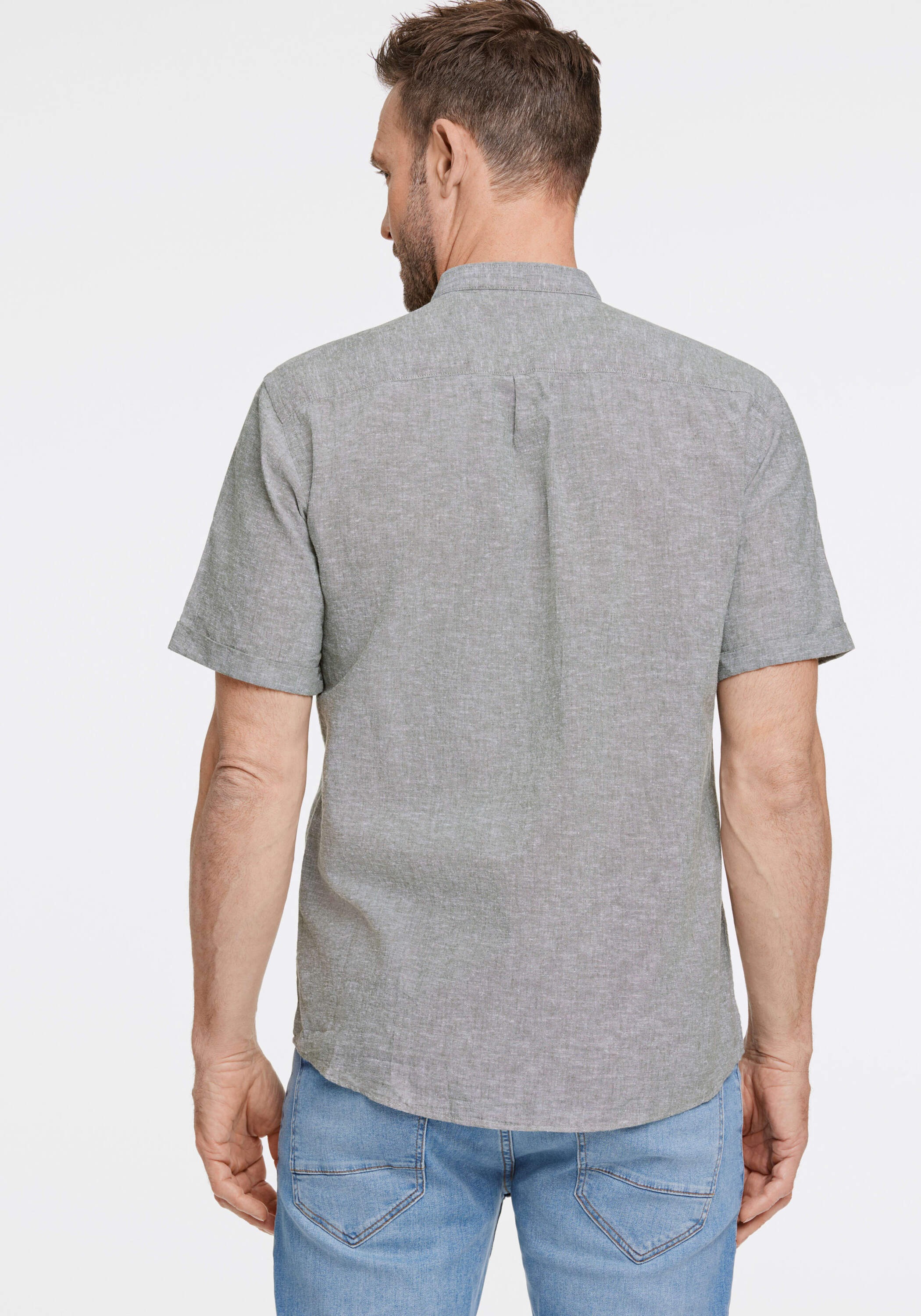 Leinenhemd JACK’S "Leinenhemd Regular Fit", Herren, Gr. XL, Normalgrößen, army, Obermaterial: 55% Leinen, 45% Baumwolle, Hemden