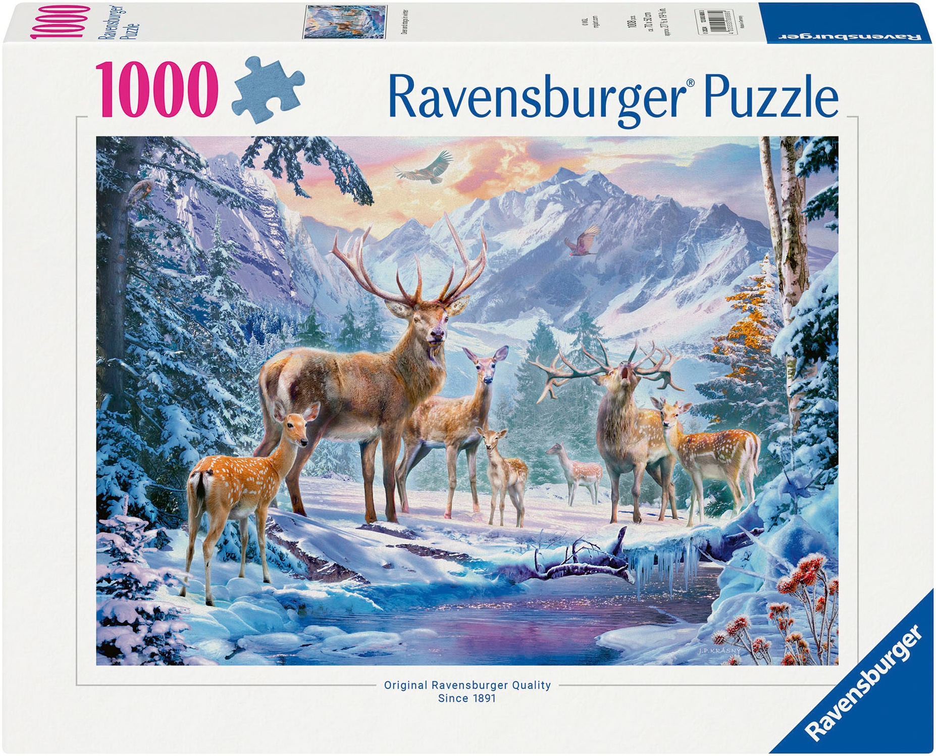 Puzzle »Rehe und Hirsche im Winter«, Made in Germany