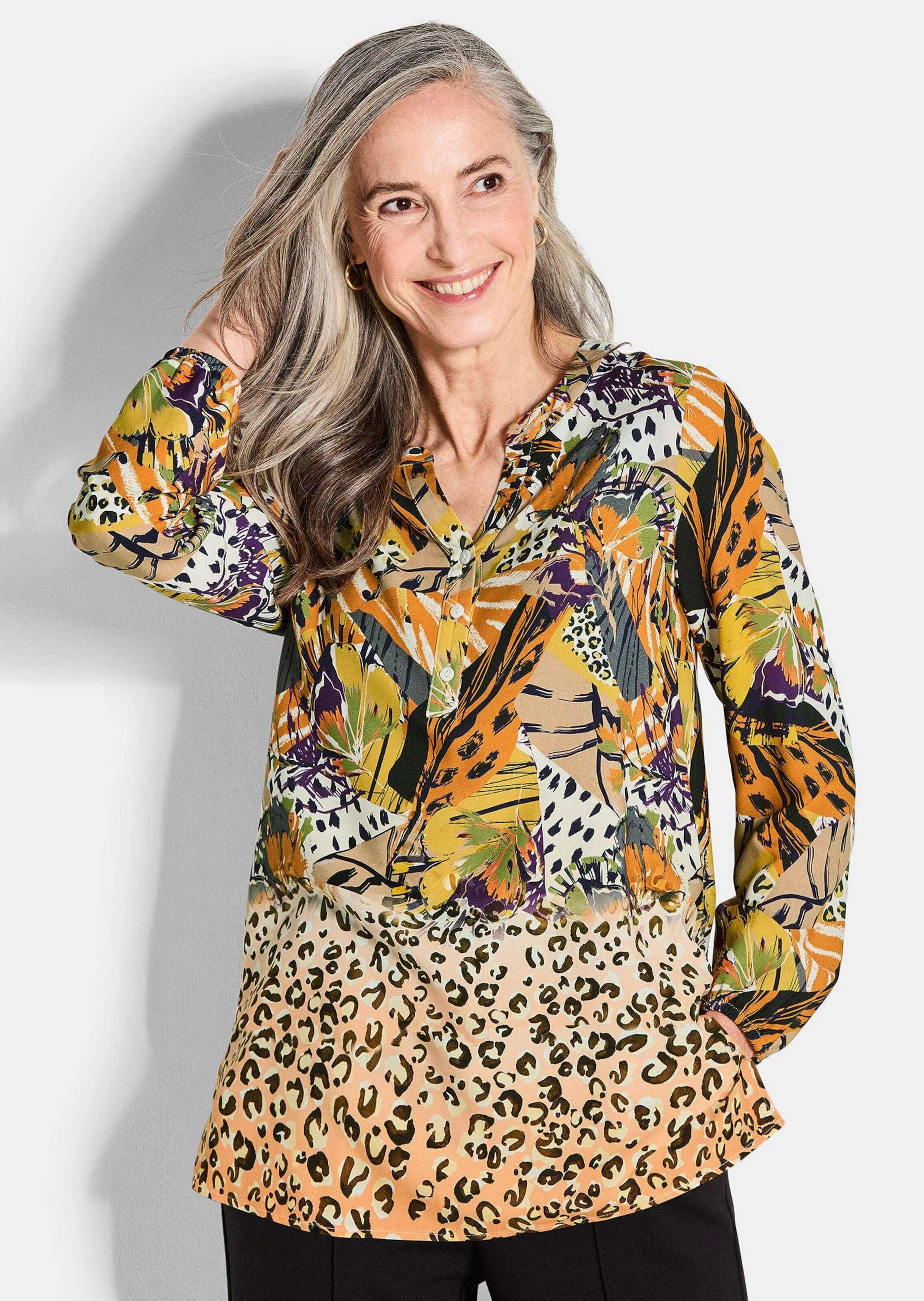 GOLDNER Schlupfbluse »Kurzgröße Bluse mit Animal Print«
