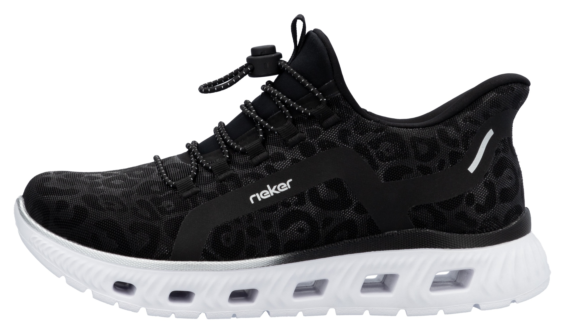 RIEKER Sport Slip-On Sneaker, Freizeitsneaker, Schlupfschuh in Leo-Optik, mit MemoSoft-Innensohle
