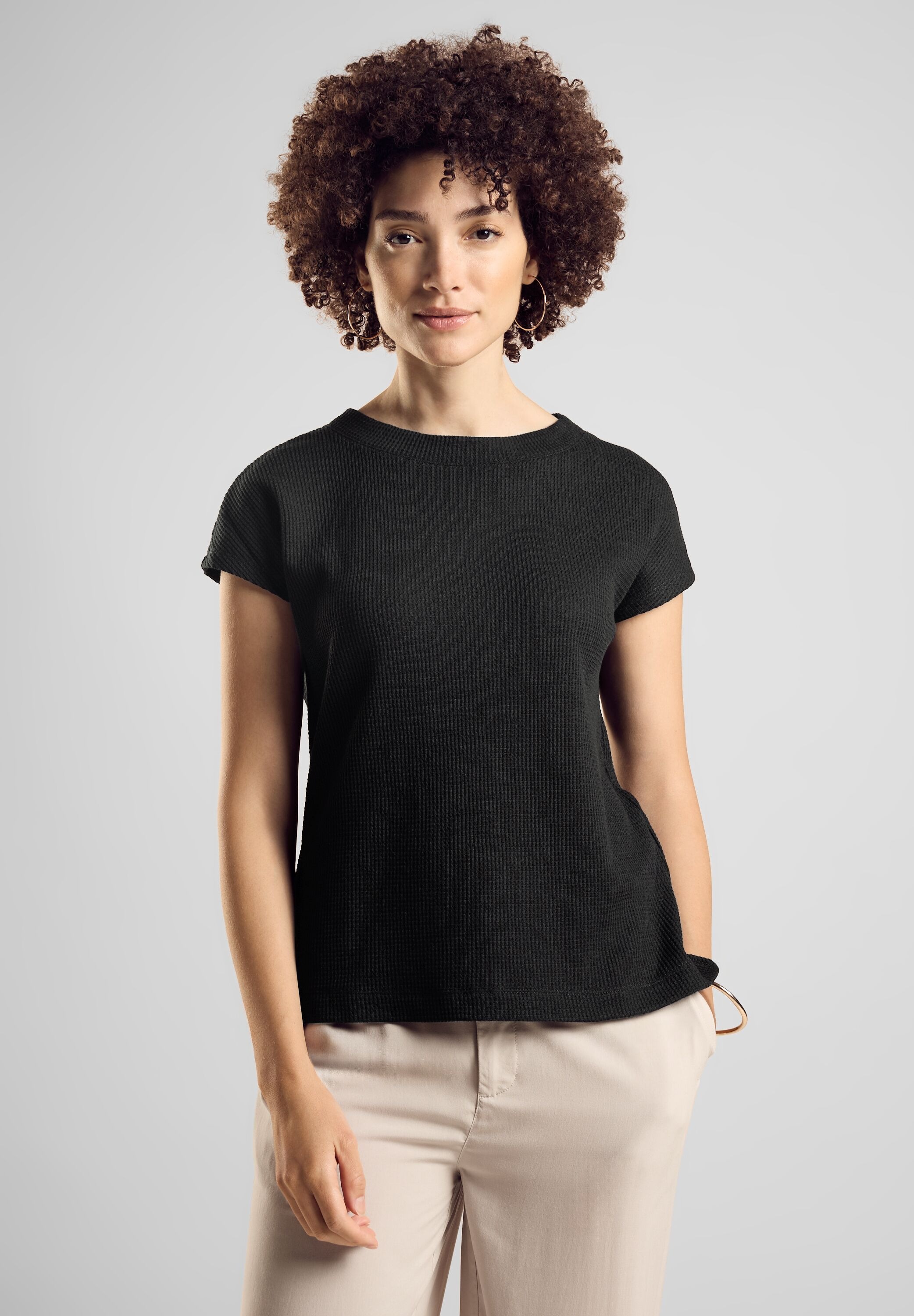 STREET ONE Shirttop, in Strick-Optik