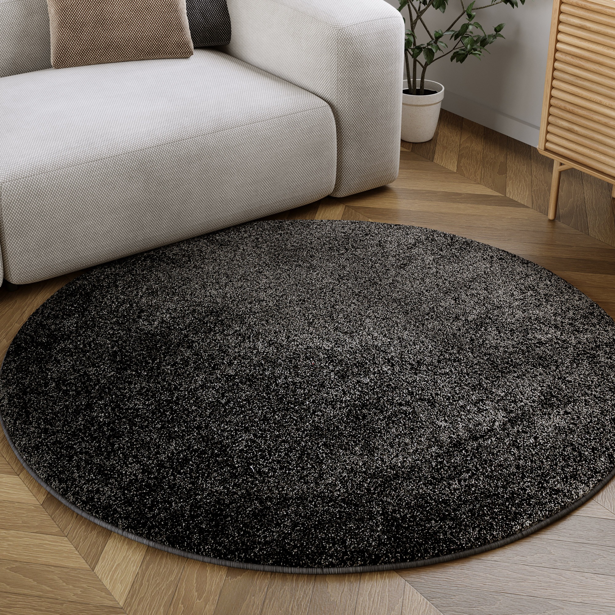 Wecon home Hochflor-Teppich »Manta«, rund, 25 mm Höhe, Langflor, maschinell gewebt, robust, Wohn- & Schlafzimmer, einfarbig