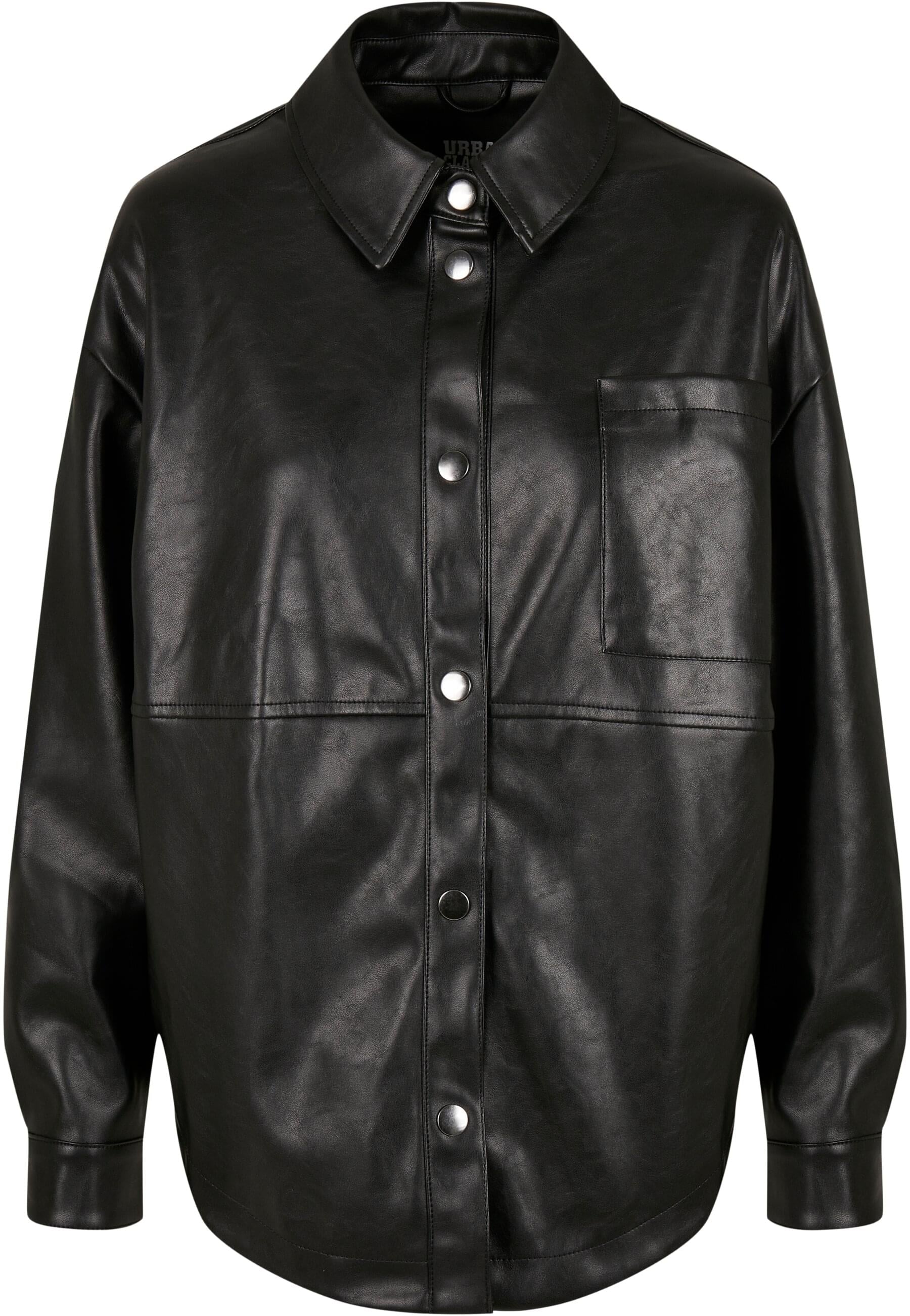 Hemdbluse »Urban Classics Damen Ladies Faux Leather Overshirt«