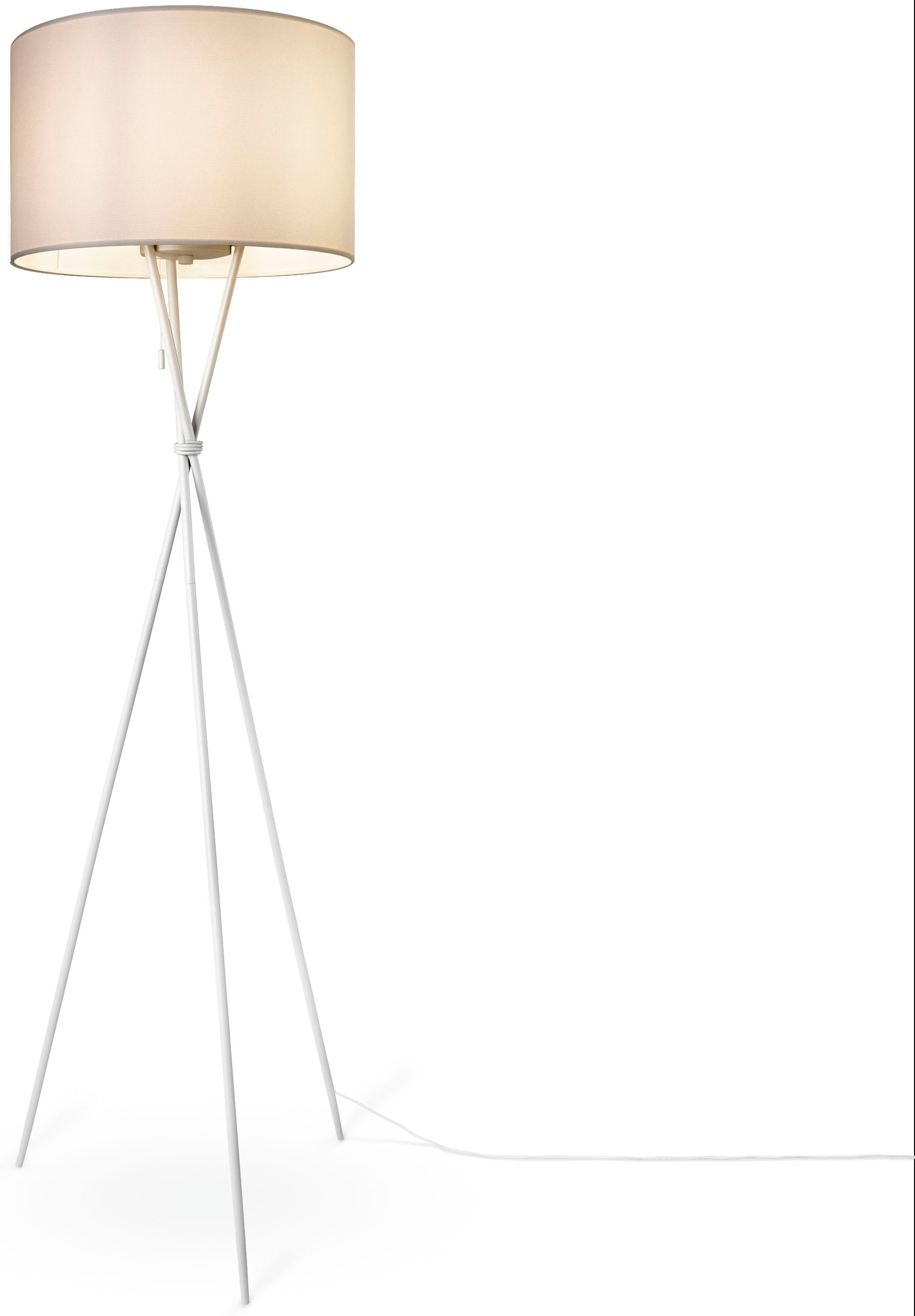 Schirm BAUR Home | Paco Wohnzimmer CANVAS UNI Textil Standleuchte »KATE Stehlampe Stoffschirmlampe COLOR«, E27 Dreibein