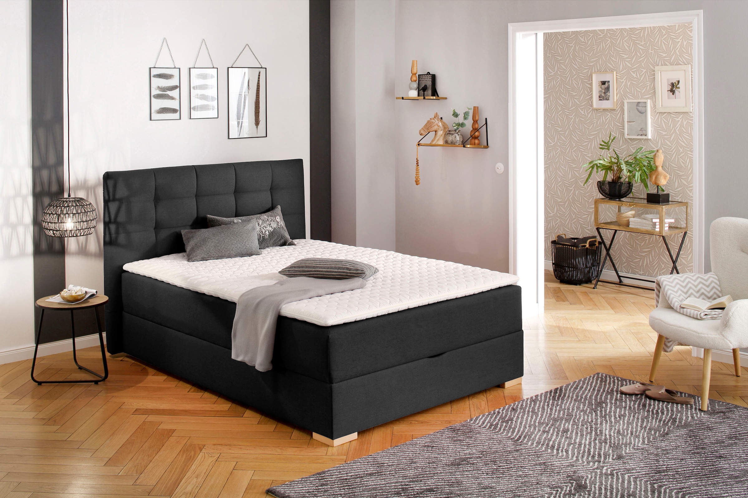 Home affaire Boxbett "Olivet mit Bettkasten" in 4 Farben, 4 Breiten, 2 Matratzenarten, auch in Überlänge 220 cm