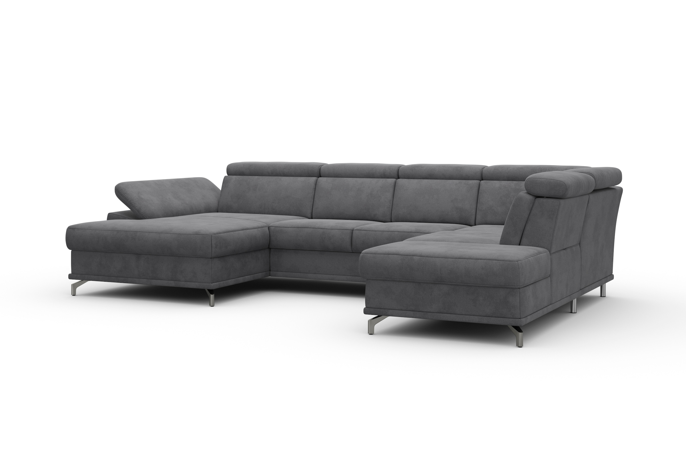 sit&more Wohnlandschaft »Cabrio U-Form, mit Sitztiefenverstellung, Arm- und Kopfteilverstellung«, 3 Nierenkissen, Federkern, optional Bettfunktion und Stauraum