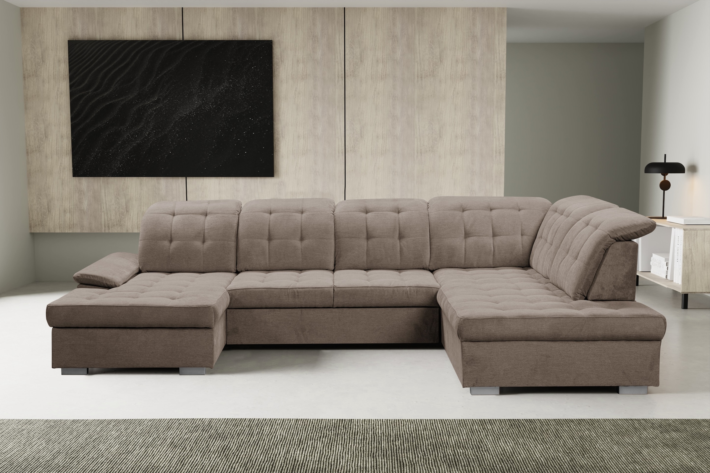 WERK2 Wohnlandschaft "Kordula-New U-Form", Sofa in U-Form mit Schlaffunktio günstig online kaufen