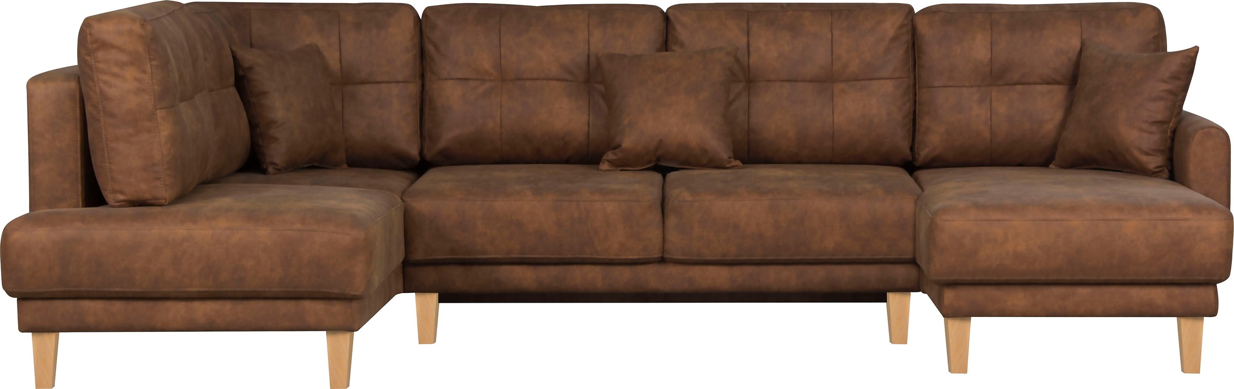 Home affaire Wohnlandschaft »TRIPLO U-Form wahlweise mit Schlaffunktion, B/T/H: 310/192/90 cm«, Schlafsofa, auch mit Bettkasten, Steppung im Rückenkissen