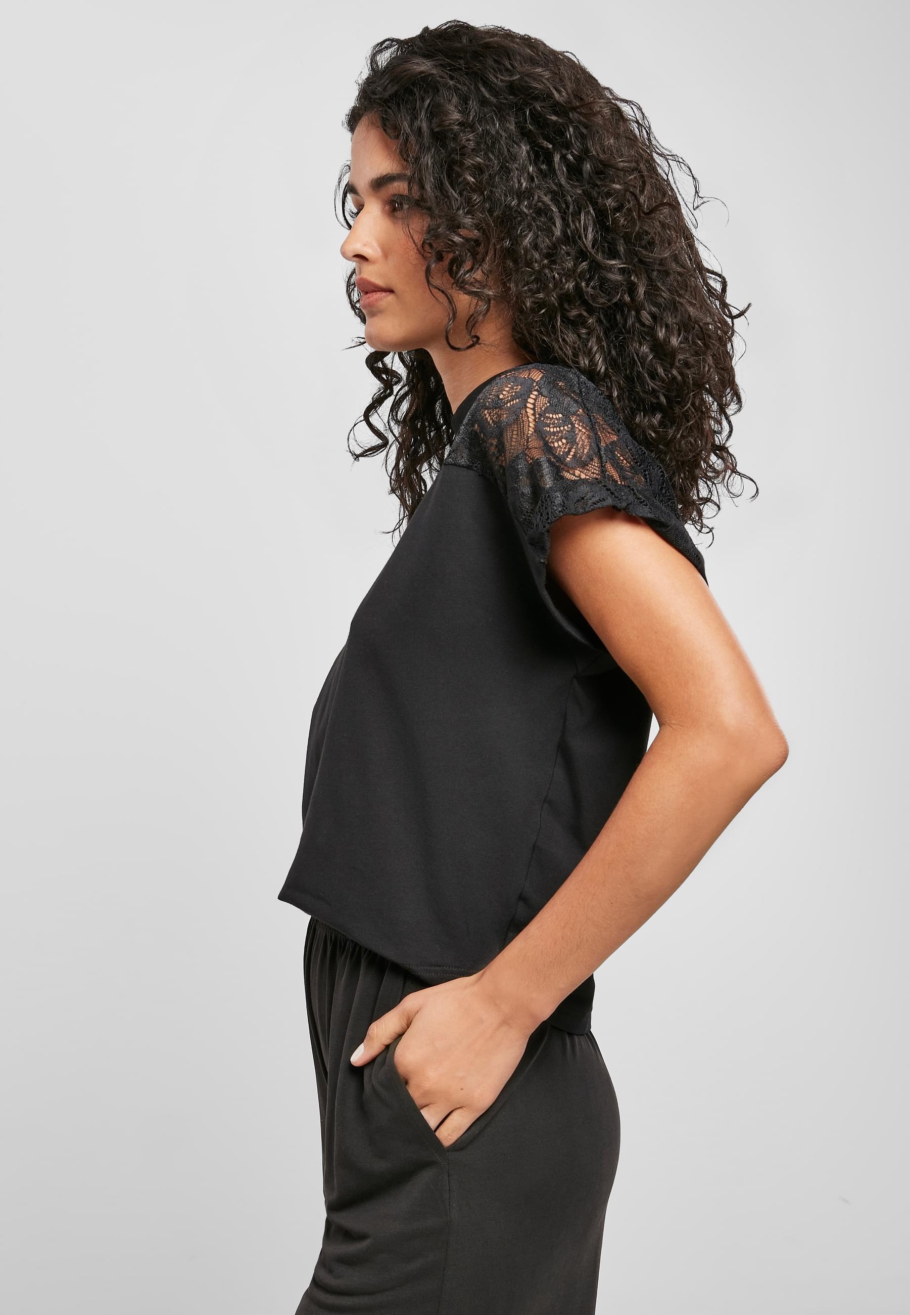 URBAN CLASSICS T-Shirt »Urban Classics Damen Ladies Short Oversized Lace Tee«, (1 tlg.)