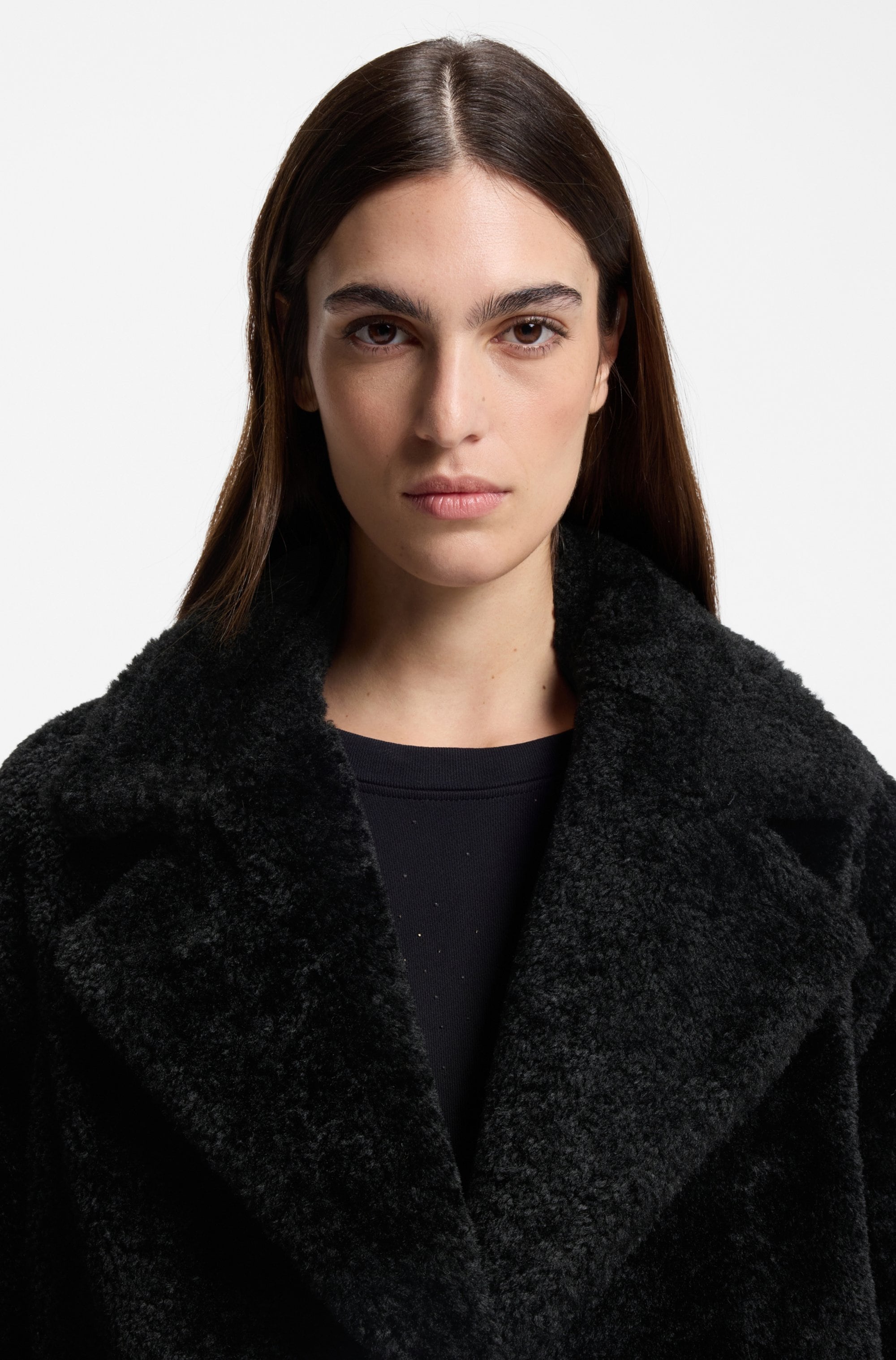 BOSS ORANGE Kurzmantel »Catedy Premium Damenmode«, aus softem Teddy, Relaxed Fit
