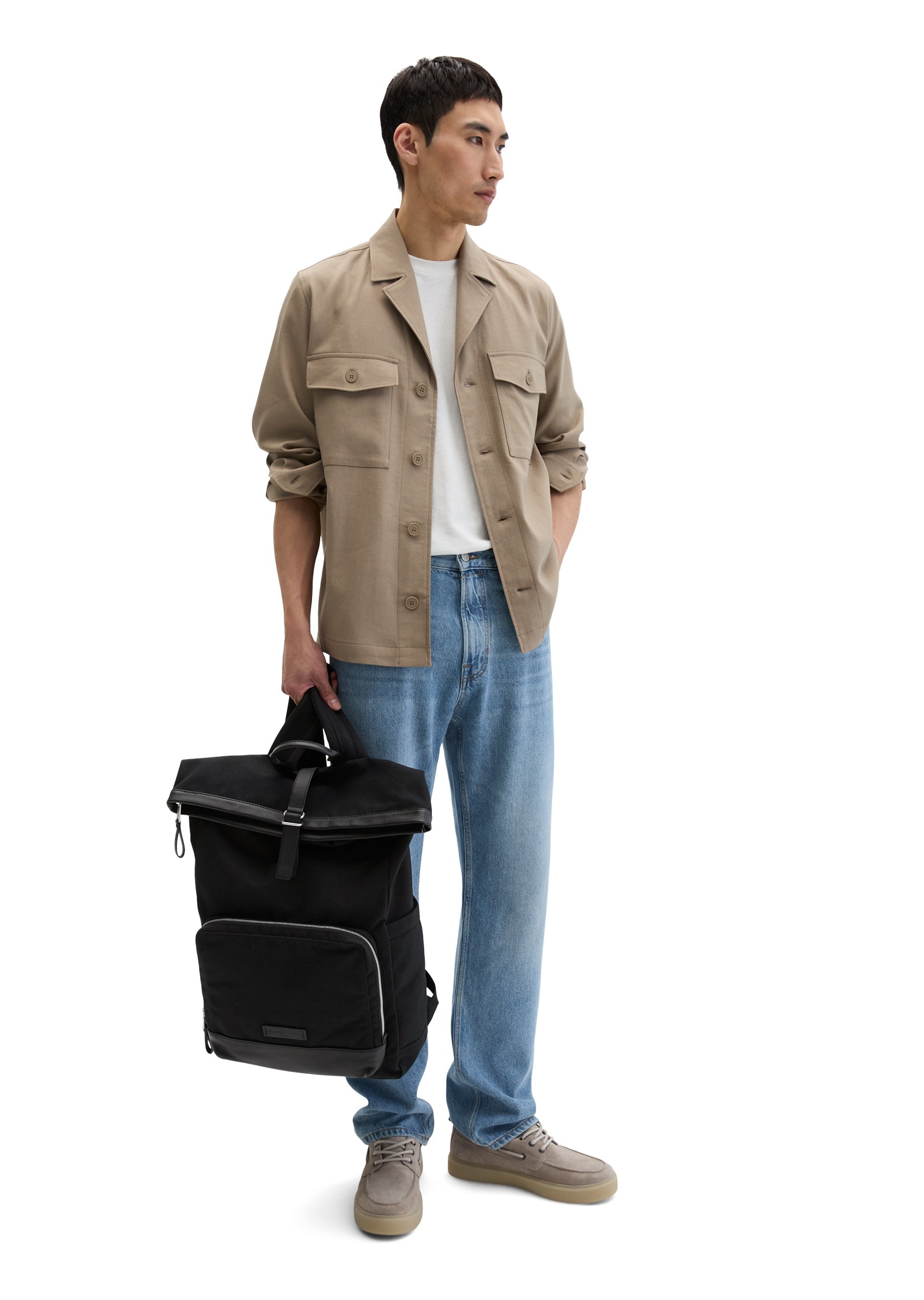 Reisetasche MARC O'POLO "aus gewachstem Canvas", Gr. B/H/T: 33cm x 60cm x 13cm, schwarz, Polyester, unifarben, Taschen Reisetasche 3