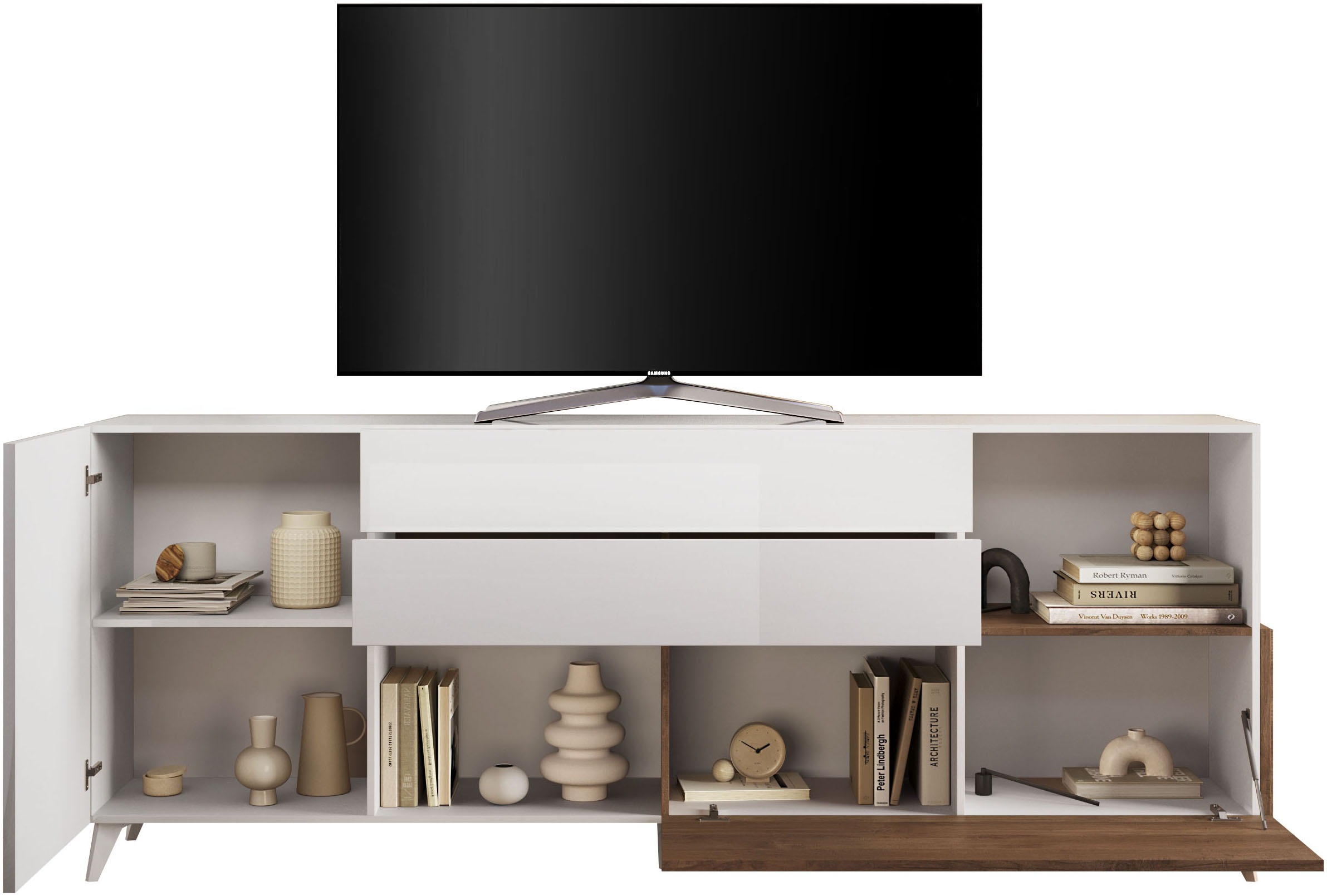 INOSIGN Sideboard »Monaco Breite 241 cm, Anrichte mit 1 Tür, 1 Klappe u. 2 Schubkästen«, Kommode, Soft/Self Closing