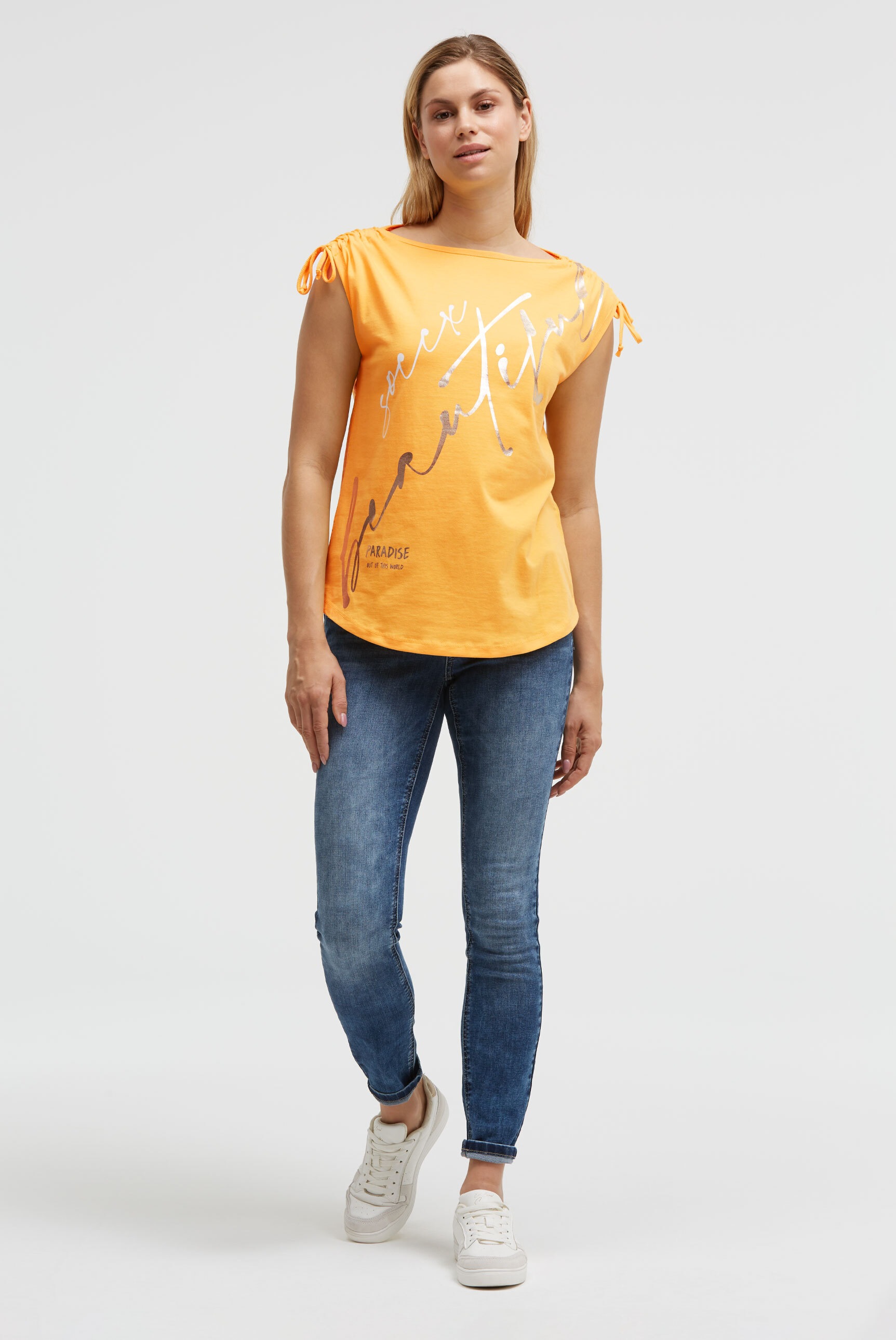 SOCCX Rundhalsshirt mit Ausbrenner-Effekten