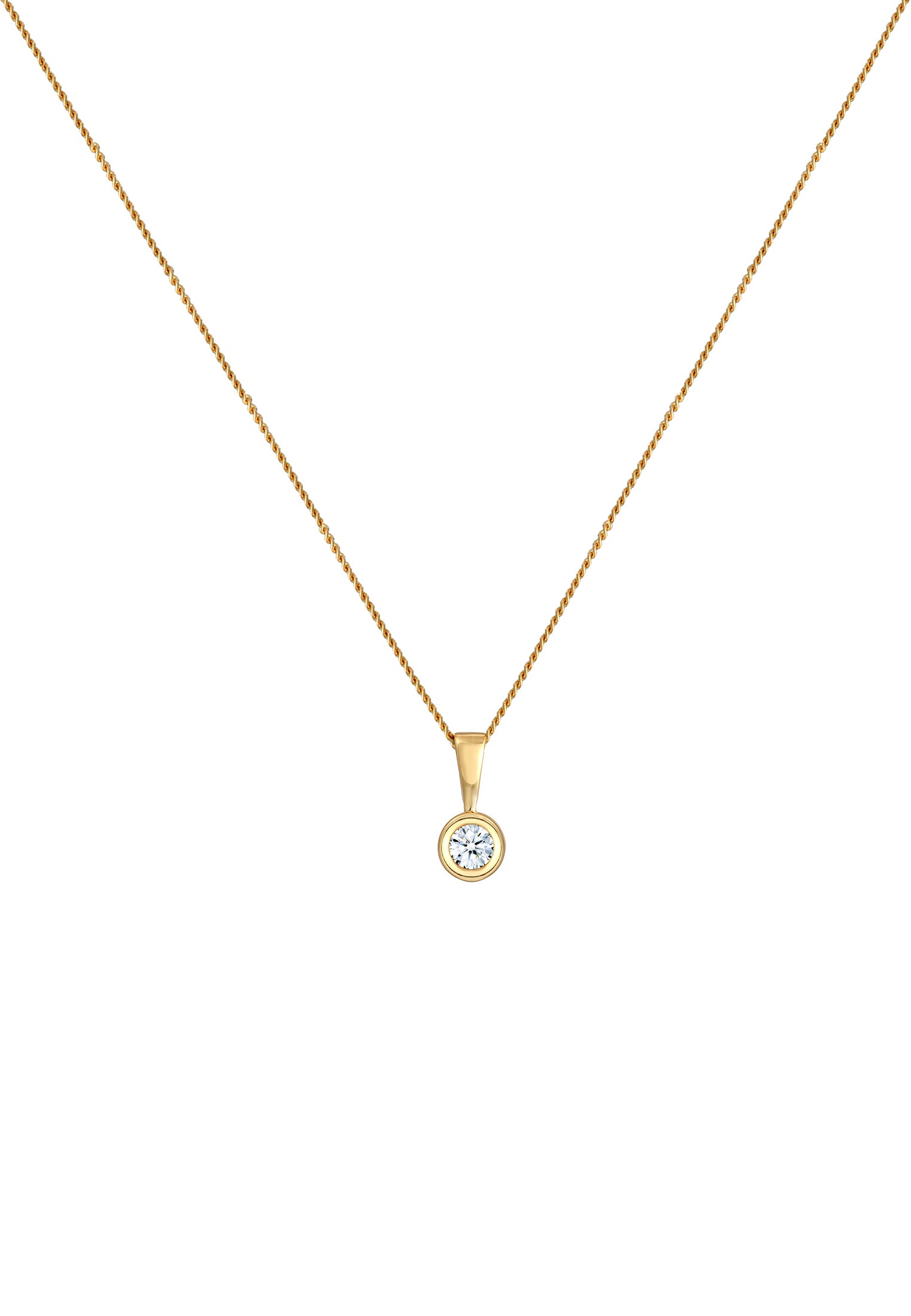 Elli DIAMONDS Collierkettchen »Solitär Rund Kreis Diamant (0.11 ct.) 585 Gelbgold«