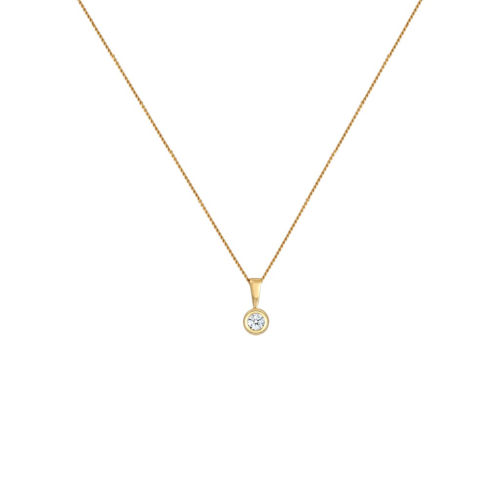 Elli DIAMONDS Collierkettchen »Solitär Rund Kreis Diamant (0.11 ct.) 585 Gelbgold«