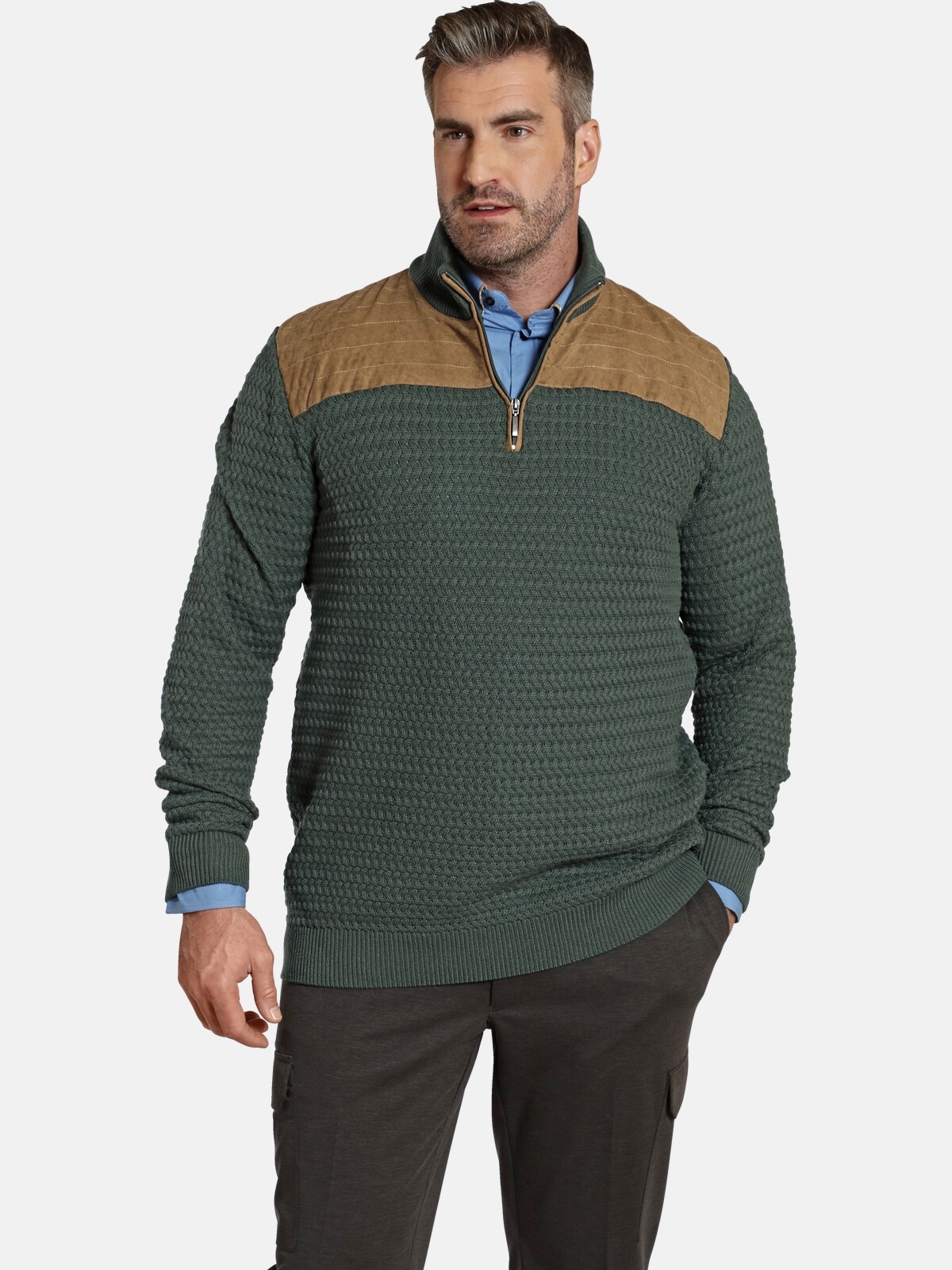 Charles Colby Strickpullover EARL FILIBERT mit Passe in Veloursoptik günstig online kaufen