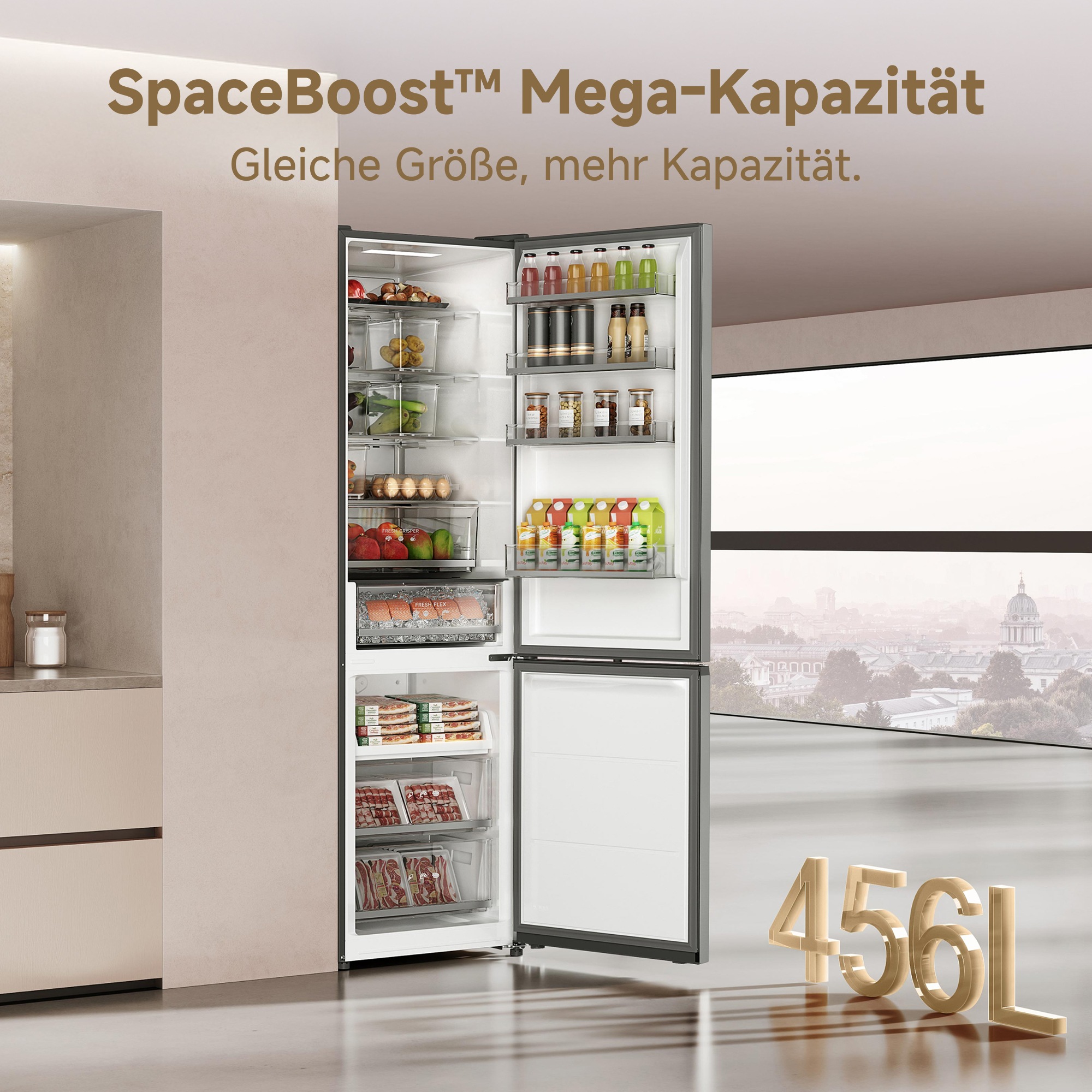 Dreame Kühl-/Gefrierkombination »DRB450WMBCEU« 201 cm hoch 59,5 cm breit Viel Platz, Leise, Modernes Design