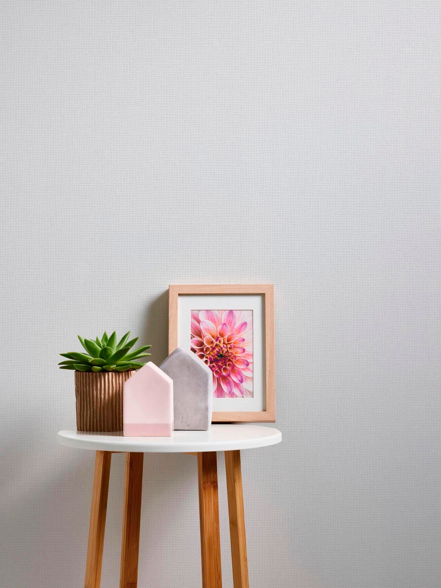 A.S. Création Vliestapete »Meistervlies«, uni-einfarbig-unifarben, Unitapete Überstreichbar matt leicht strukturiert Blumen Design Optik