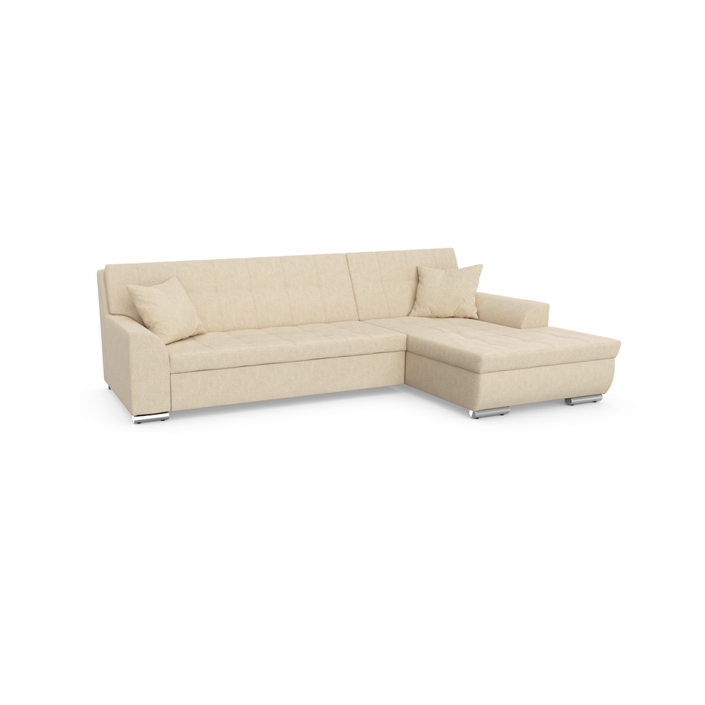 DOMO collection Ecksofa Treviso, wahlweise mit Bettfunktion, incl. Zierkissen