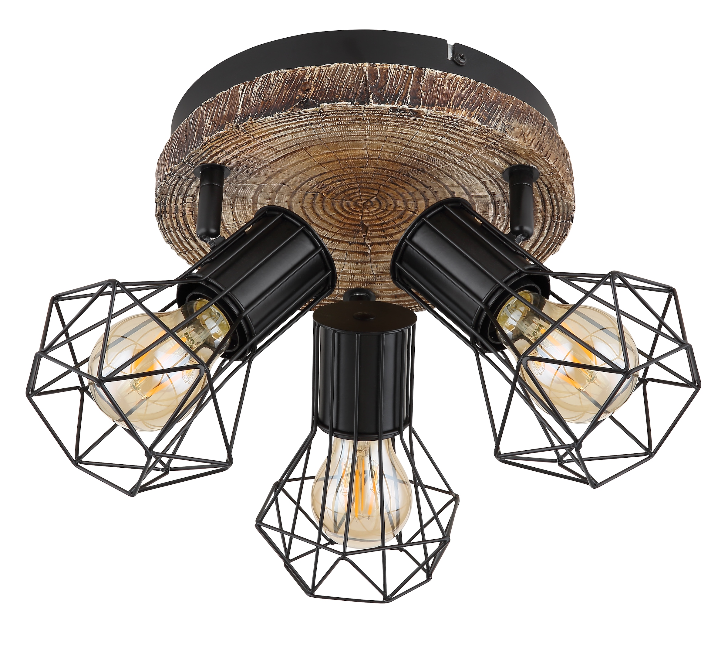 GLOBO LIGHTING Deckenstrahler »PRISKA«, Leuchtmittel E27 | ohne Leuchtmittel, Deckenstrahler/schwarz/holzoptik/Flur/Wohnzimmer