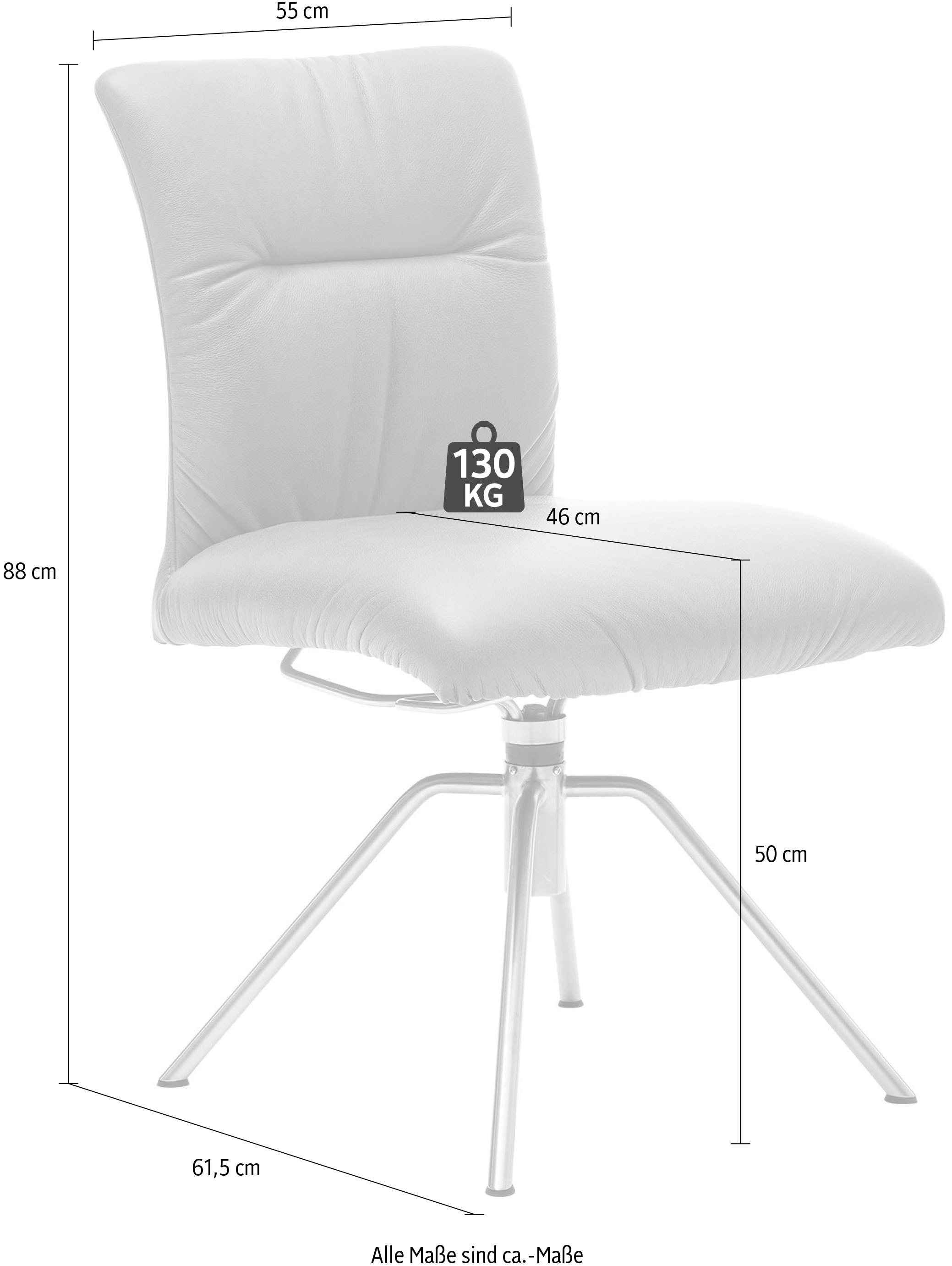Musterring Polsterstuhl »Helmond 6600«, (Packung), 1 St., Polyester, Gestell Edelstahl, drehbar, besonders leger gepolster, ohne Armlehne