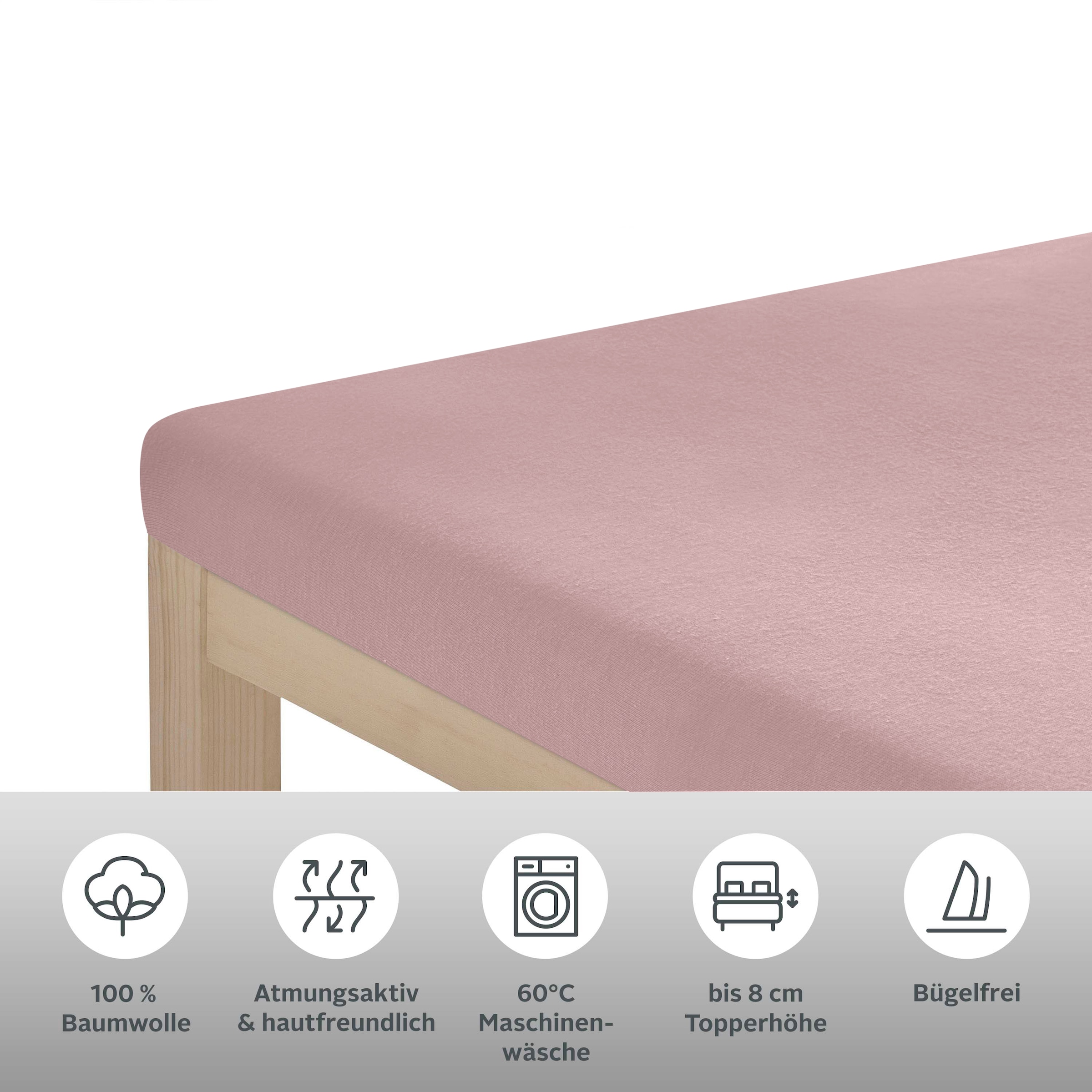 OTTO home Spannbettlaken »Physalis Topper COMFORT, 100% Baumwolle, 150 g/m²« Baumwolle, Matratzen bis 10 cm Höhe, Bettlaken, Spannbetttuch, Laken