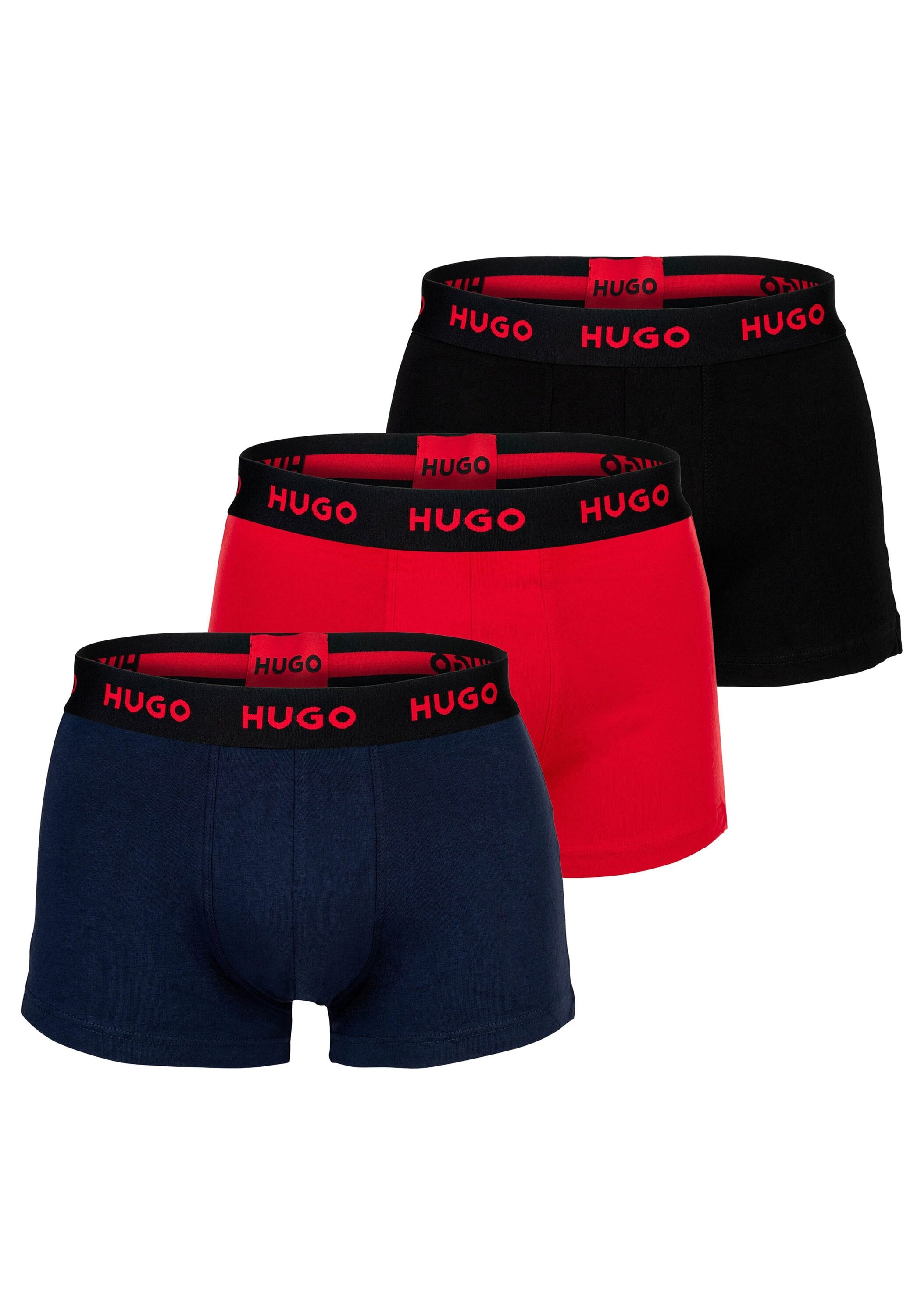 HUGO Herren Boxershorts "Boxershort Trunk Triplet 3er Pack", Gr. L, bunt, Obermaterial: 95% Baumwolle CO. 5% Elasthan EL., Unterhosen
