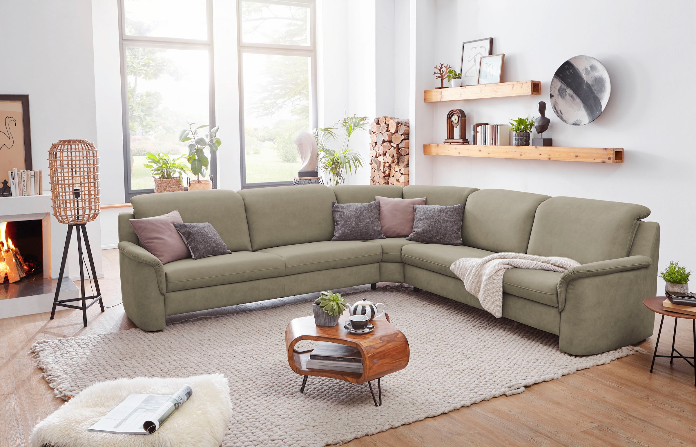 VILLA BECK Ecksofa »Garda L-Form«, (4 St.), inklusive Kopfteilverstellung, Stellmaß 277x245cm