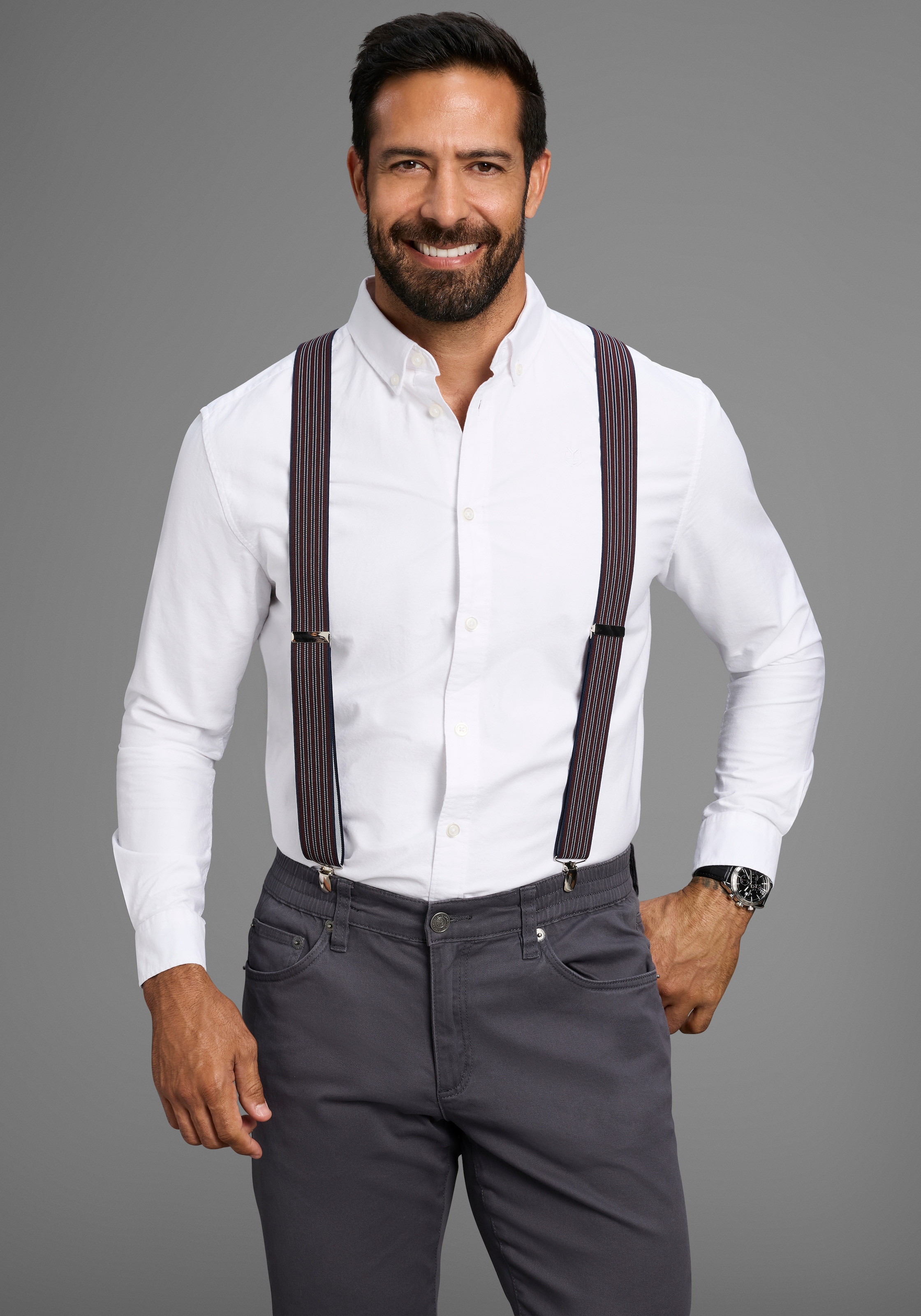 Mans World Hosenträger in bequemer Breite & extra Länge bis 130cm - im Streifendesign